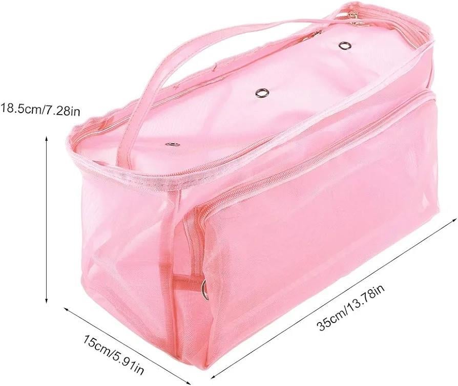 Örgü Çantası, Çok Amaçlı Çanta, Organizer Çanta | Şeffaf Bebe Pembesi LE62