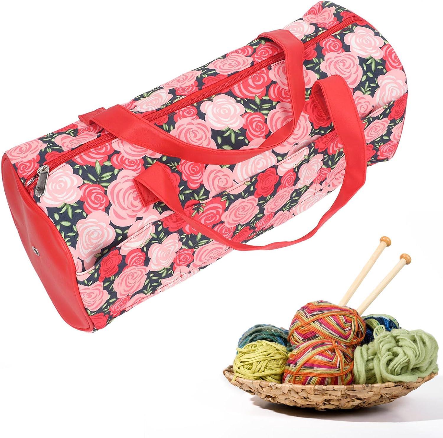 Örgü Çantası, Çok Amaçlı Çanta, Organizer Çanta | Kırmızı Gül Desenli LE 44
