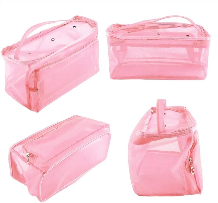 Örgü Çantası, Çok Amaçlı Çanta, Organizer Çanta | Şeffaf Bebe Pembesi LE62