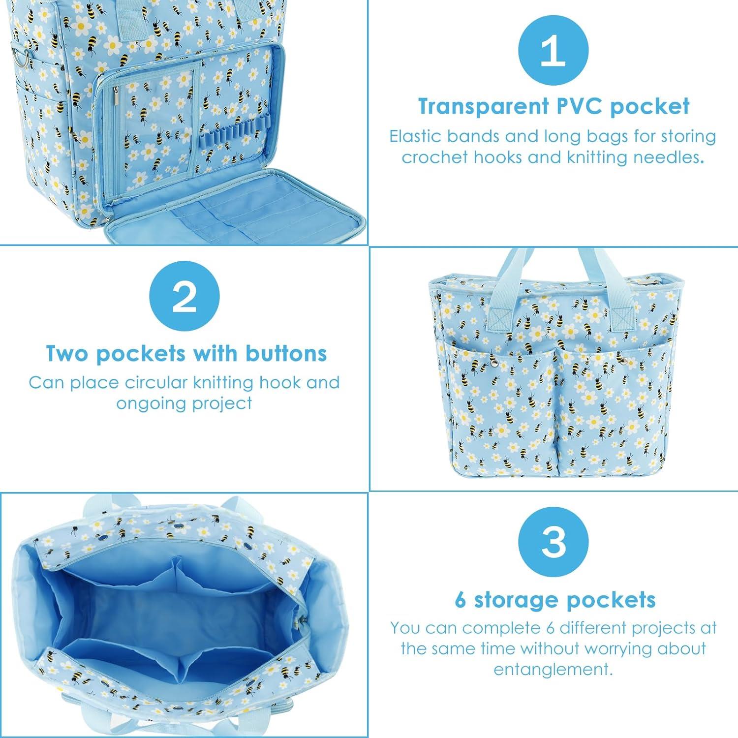 Örgü Çantası, Çok Amaçlı El Çantası, Organizer Çanta Le93 Mavi