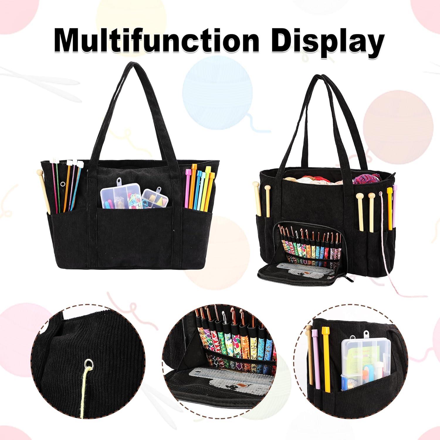 Örgü Çantası, Çok Amaçlı El Çantası, Organizer Siyah Kadife Çanta Le54