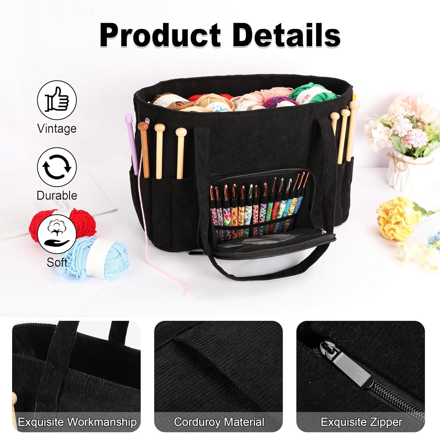 Örgü Çantası, Çok Amaçlı El Çantası, Organizer Siyah Kadife Çanta Le54