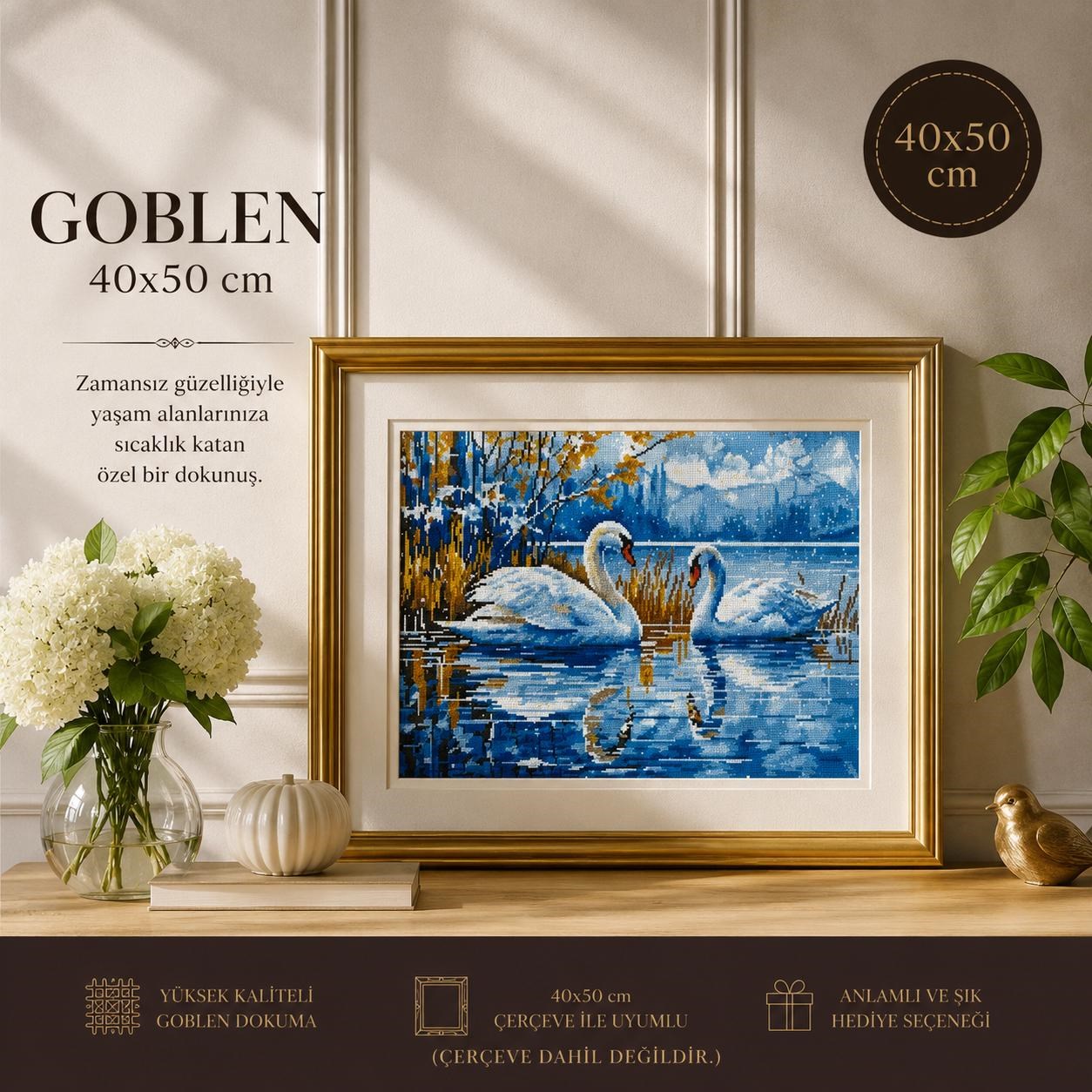 Pamuk Muline Goblen İşleme Panosu Seti Manzaralı 40x50 Cm 15230
