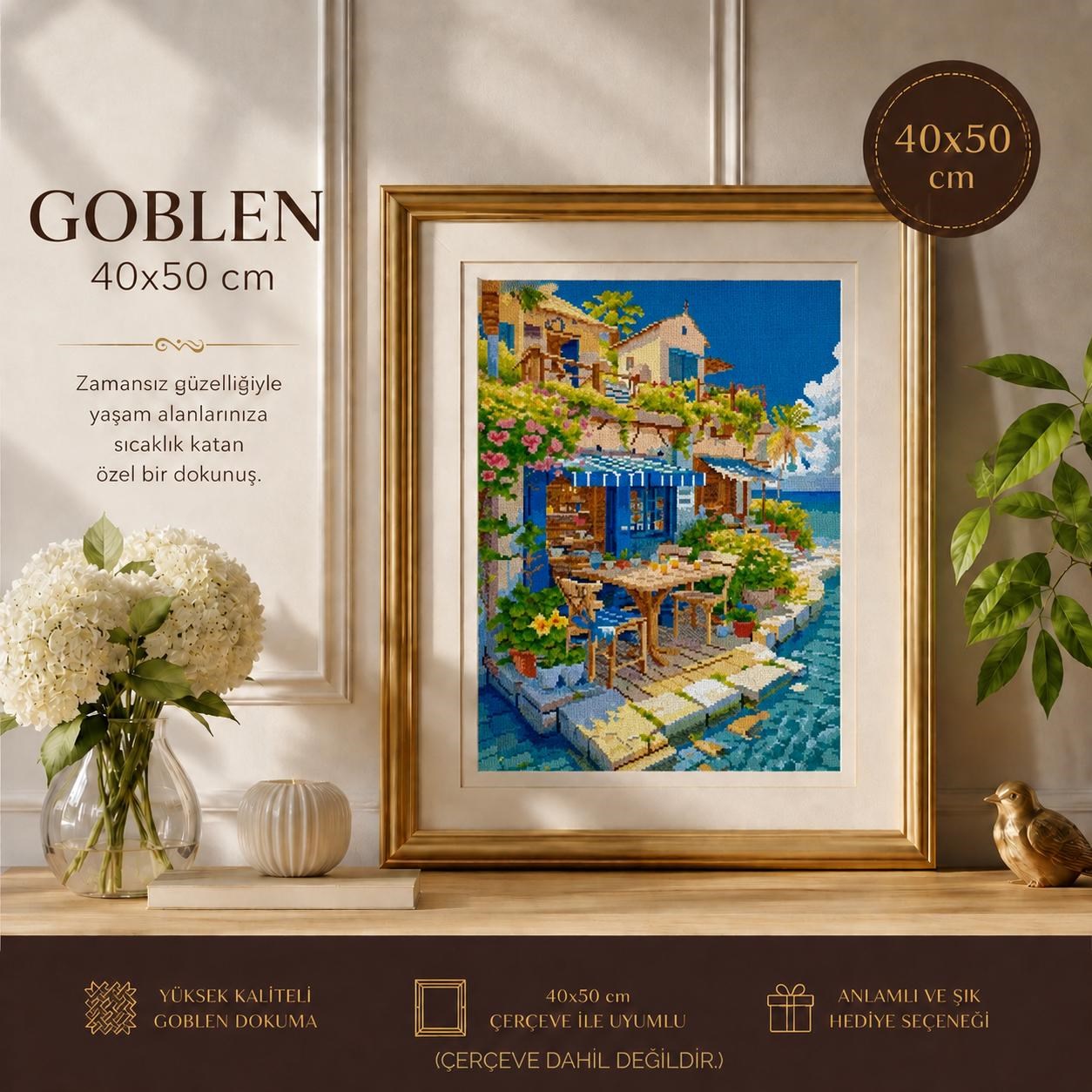 Pamuk Muline Goblen İşleme Panosu Seti Manzaralı 40x50 Cm 15239
