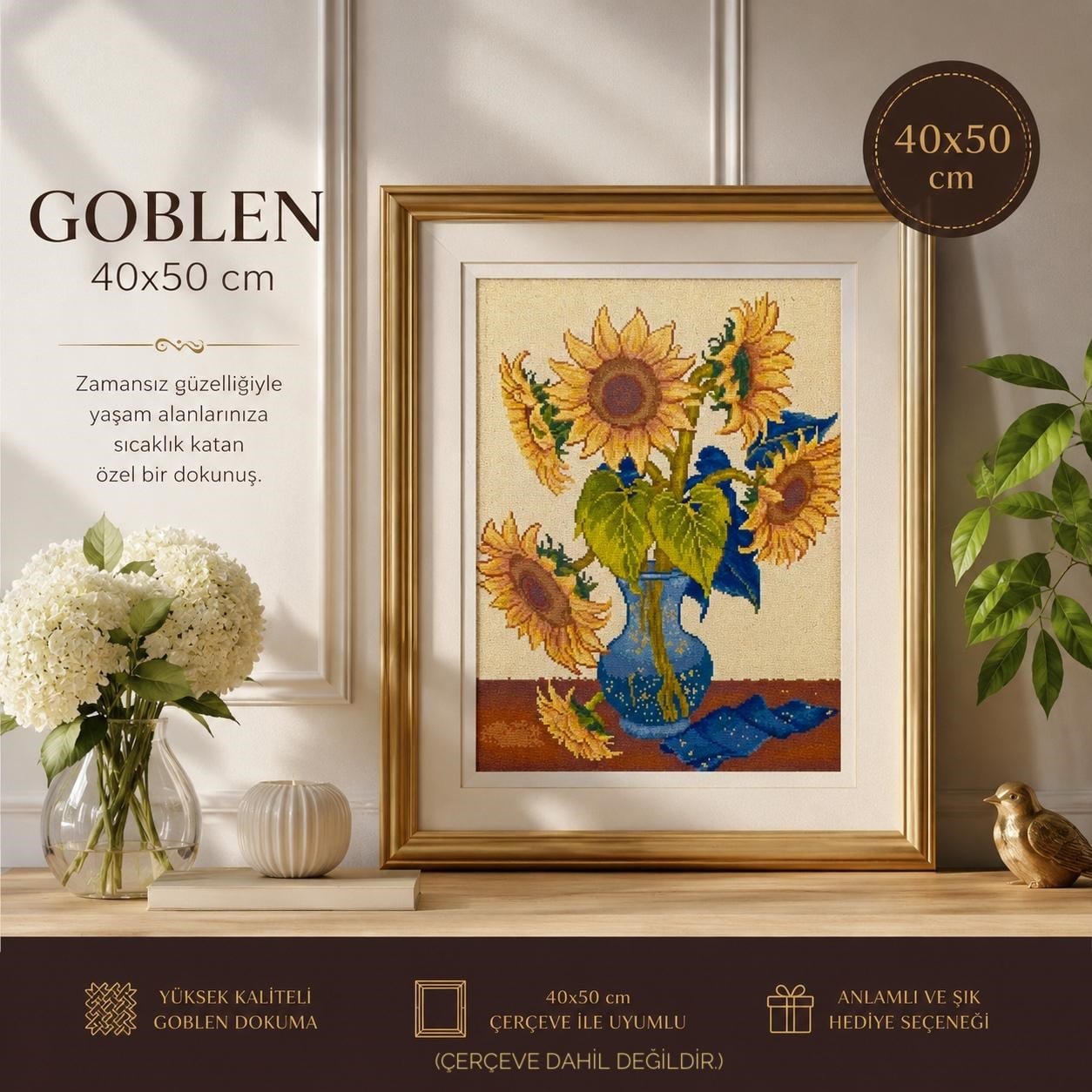 Pamuk Muline Goblen İşleme Panosu Seti Manzaralı 40x50 Cm 15233