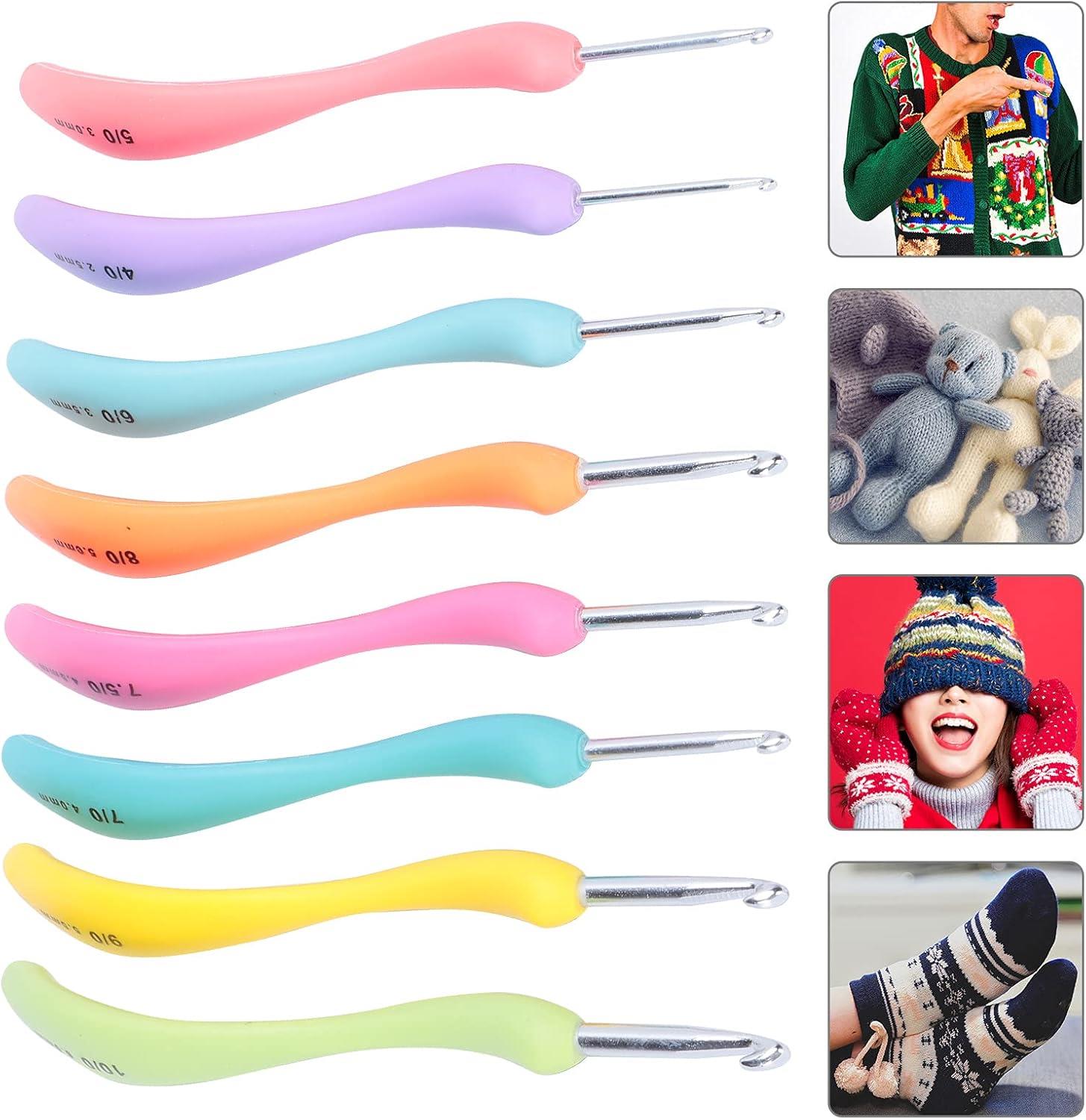 Plastik Renkli Ergonomik Saplı Örgü Tığ Seti 8 Farklı Numara (2.5-3-3.5-4-4.5-5-5.5-6)