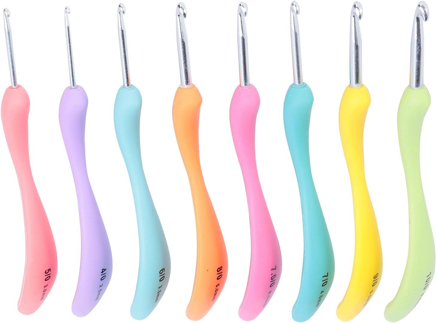 Plastik Renkli Ergonomik Saplı Örgü Tığ Seti 8 Farklı Numara (2.5-3-3.5-4-4.5-5-5.5-6)