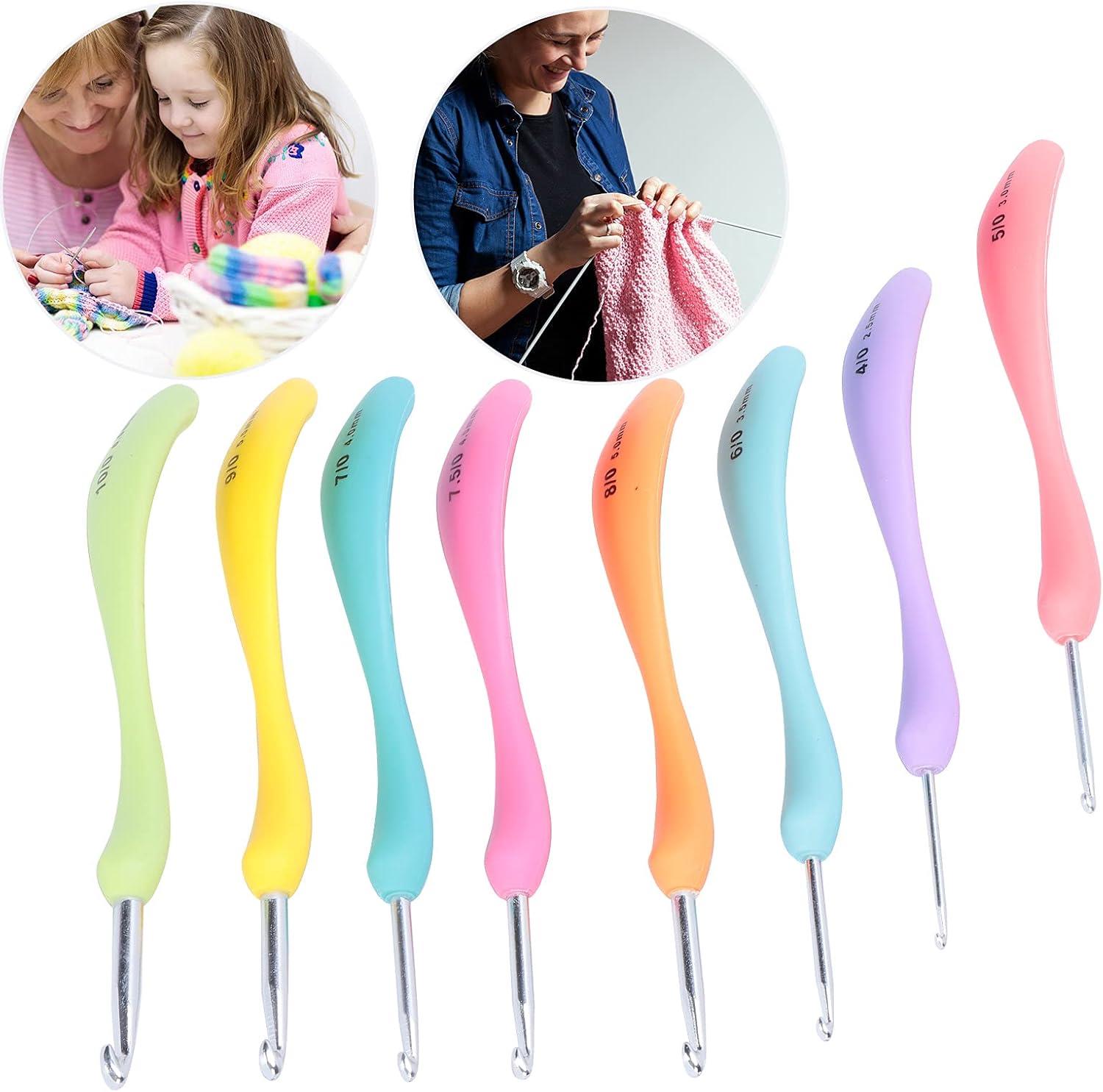 Plastik Renkli Ergonomik Saplı Örgü Tığ Seti 8 Farklı Numara (2.5-3-3.5-4-4.5-5-5.5-6)