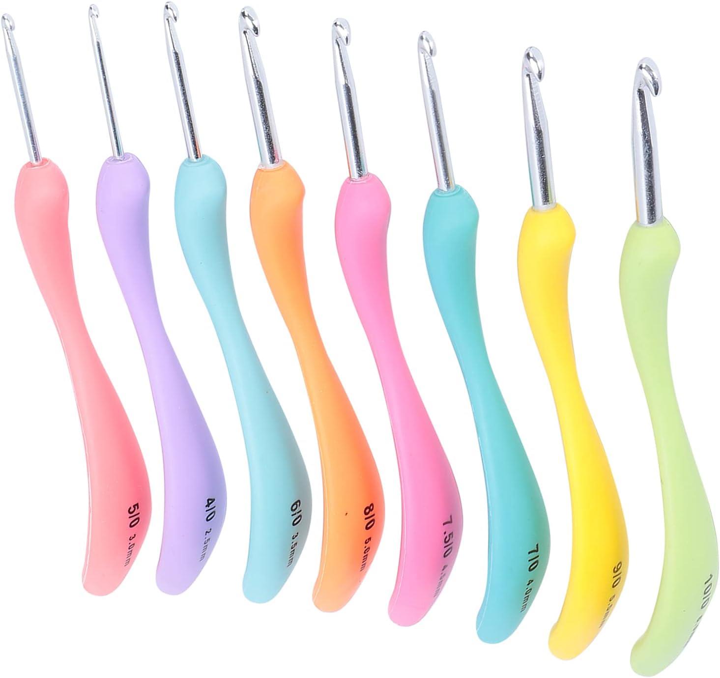 Plastik Renkli Ergonomik Saplı Örgü Tığ Seti 8 Farklı Numara (2.5-3-3.5-4-4.5-5-5.5-6)