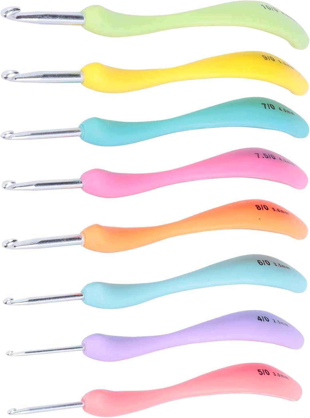 Plastik Renkli Ergonomik Saplı Örgü Tığ Seti 8 Farklı Numara (2.5-3-3.5-4-4.5-5-5.5-6)