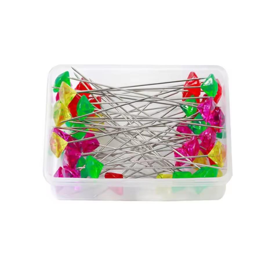 Renkli Kristal Başlı Toplu İğne 5 Cm