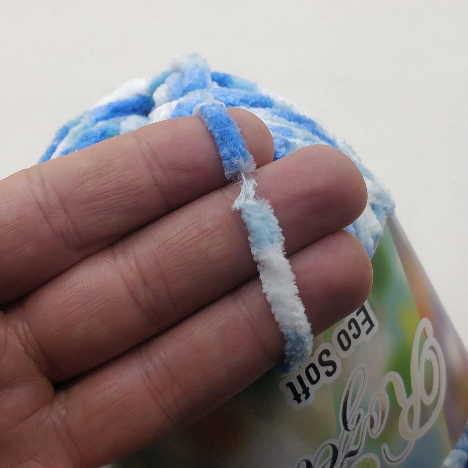 Rozetti Eco Soft İhraç Fazlası Ucuz Kadife İplik Koyu Mavi Ebruli 1 Kg