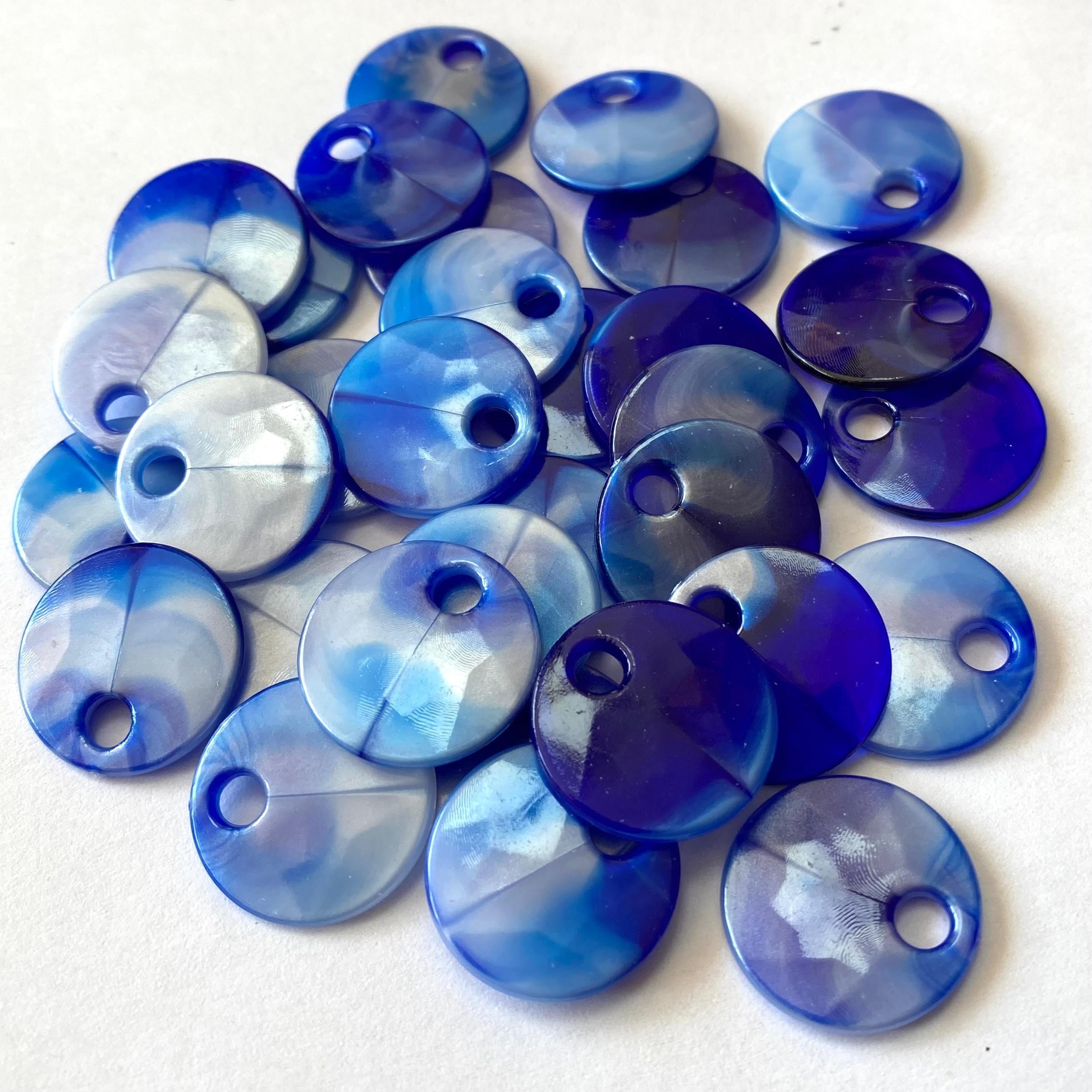 Sedef Görünümlü Plastik Çanta Ve Aksesuar Pulu  20 MM  +/- 140 Adet - 100 Gr Mavi Ebruli