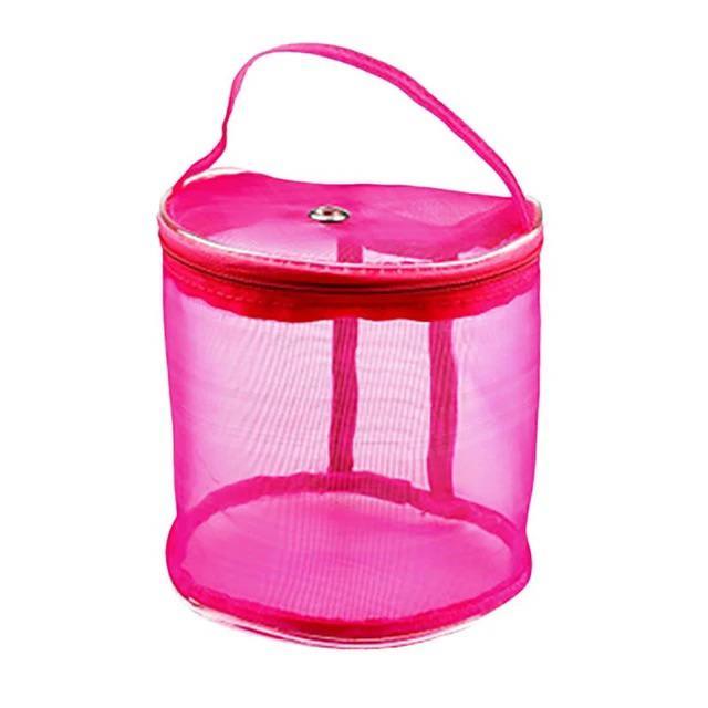 Şeffaf Yumak Çantası  13 x 14 Cm Mini Boy LE13 Fuşya Organizer Çanta