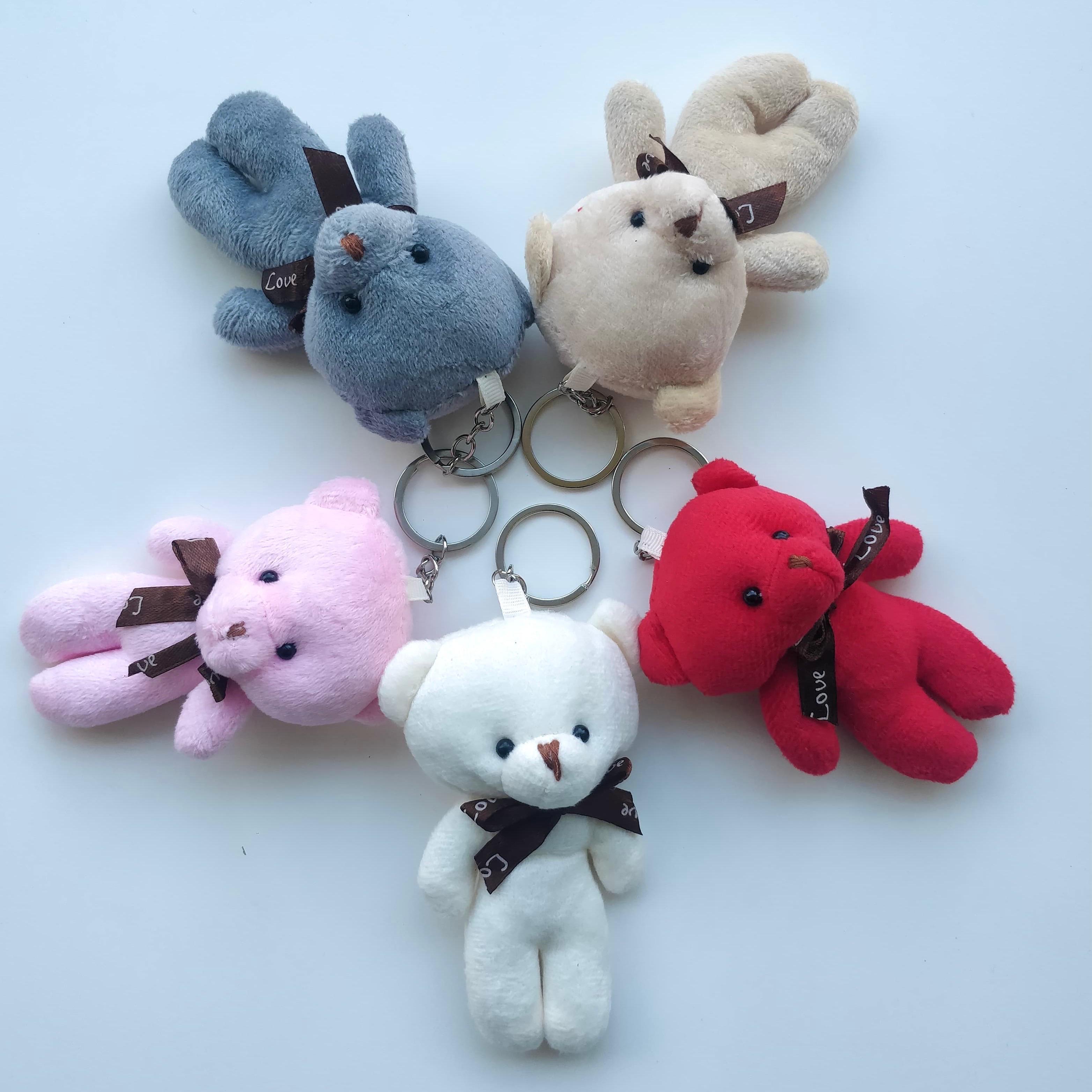 Sevimli Peluş Ayıcıklı Anahtarlık Çanta Çarmı 5 Adet Set