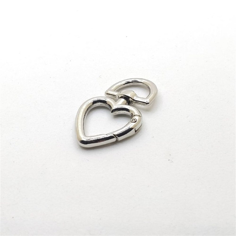 Yaylı Çanta Halkası | Kalpli Model Gümüş