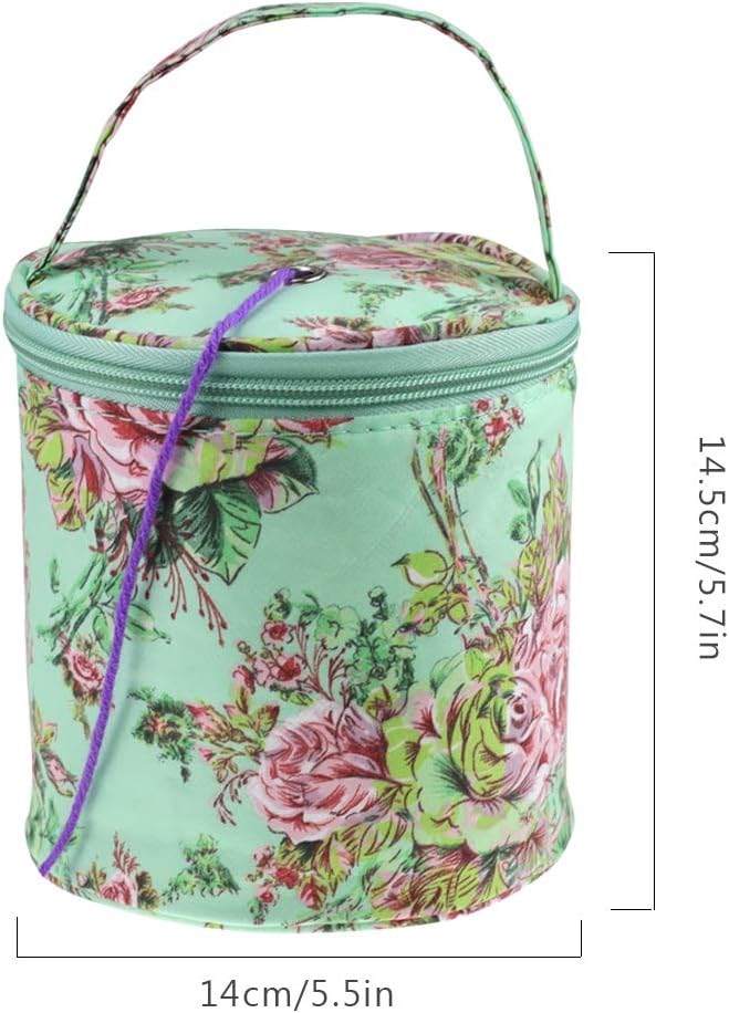 Yumak Çantası 14.5 x 14 Cm Mini Boy LE13 Yeşil Zemin Gül Desenli Organizer Çanta