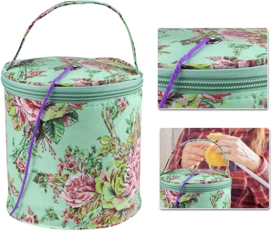 Yumak Çantası 14.5 x 14 Cm Mini Boy LE13 Yeşil Zemin Gül Desenli Organizer Çanta