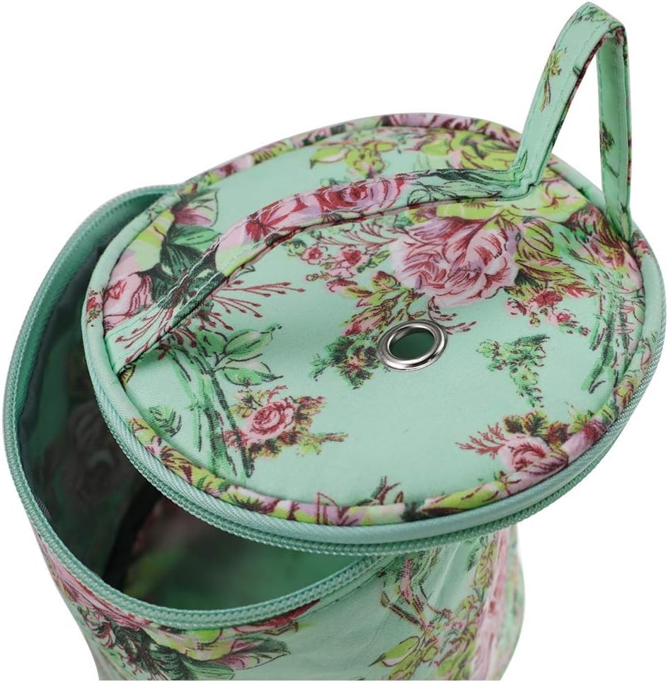 Yumak Çantası 14.5 x 14 Cm Mini Boy LE13 Yeşil Zemin Gül Desenli Organizer Çanta