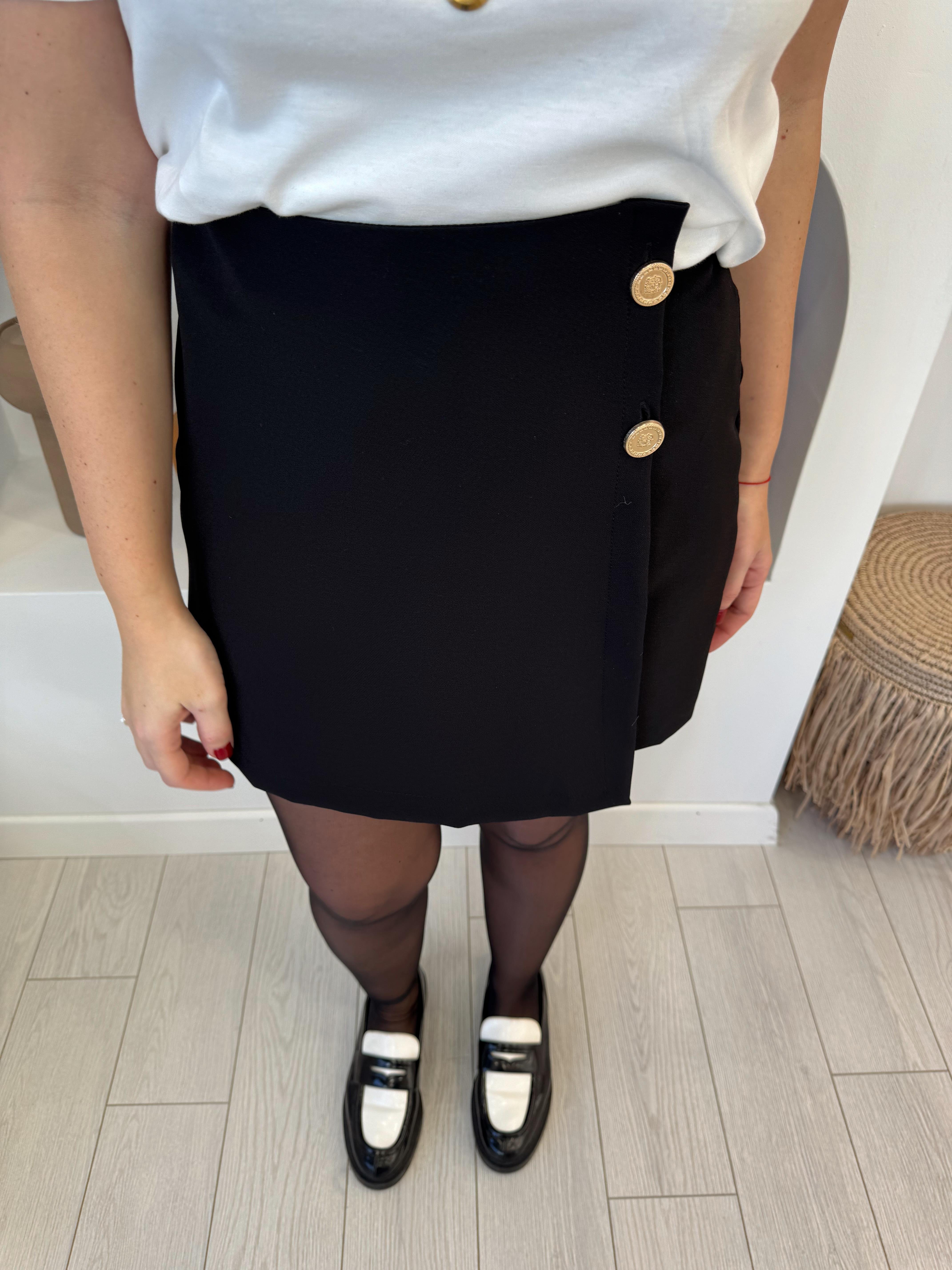 Gold Tokalı Likralı Siyah Şort Etek