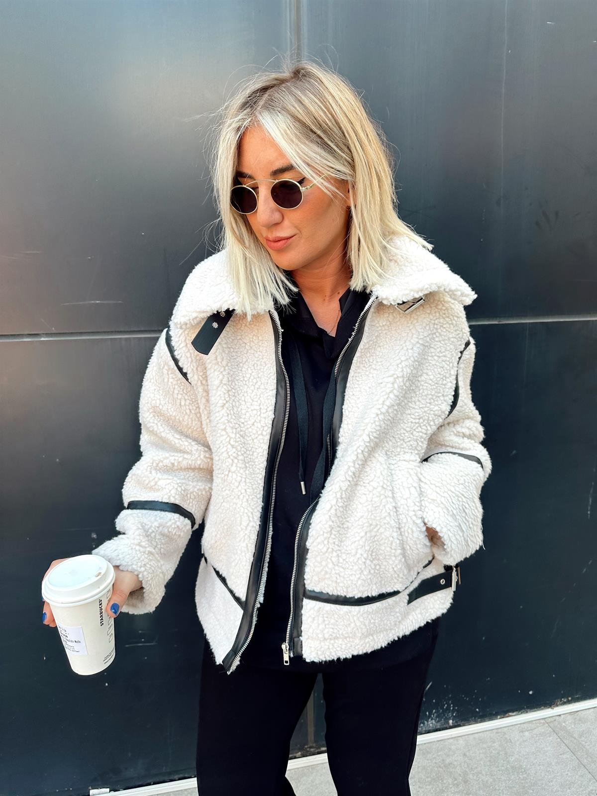 Orijinal Model, Deri Detaylı Teddy Mont