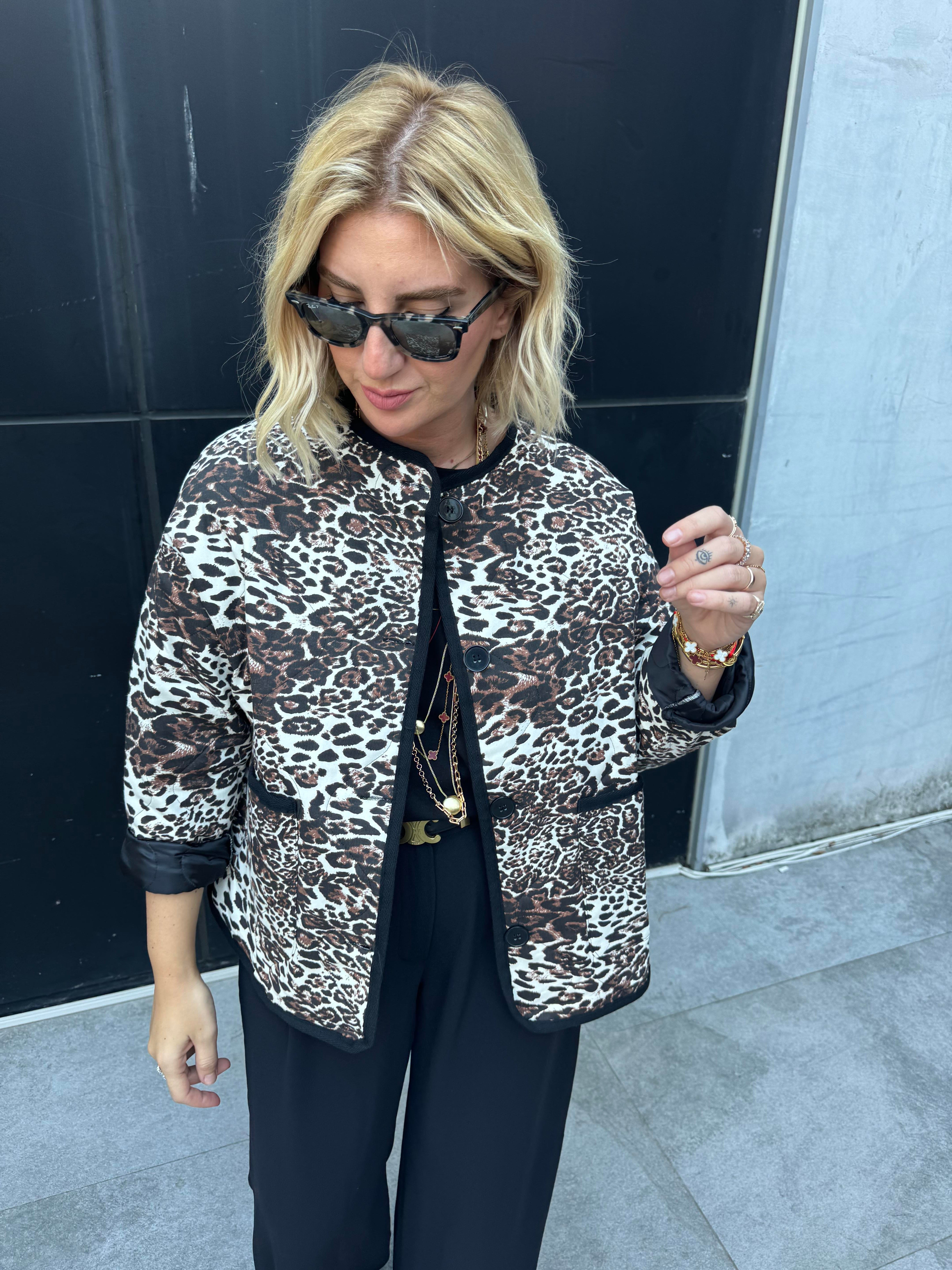 Orijinal Model Kahve Leopar Kapitone Mevsimlik Mont