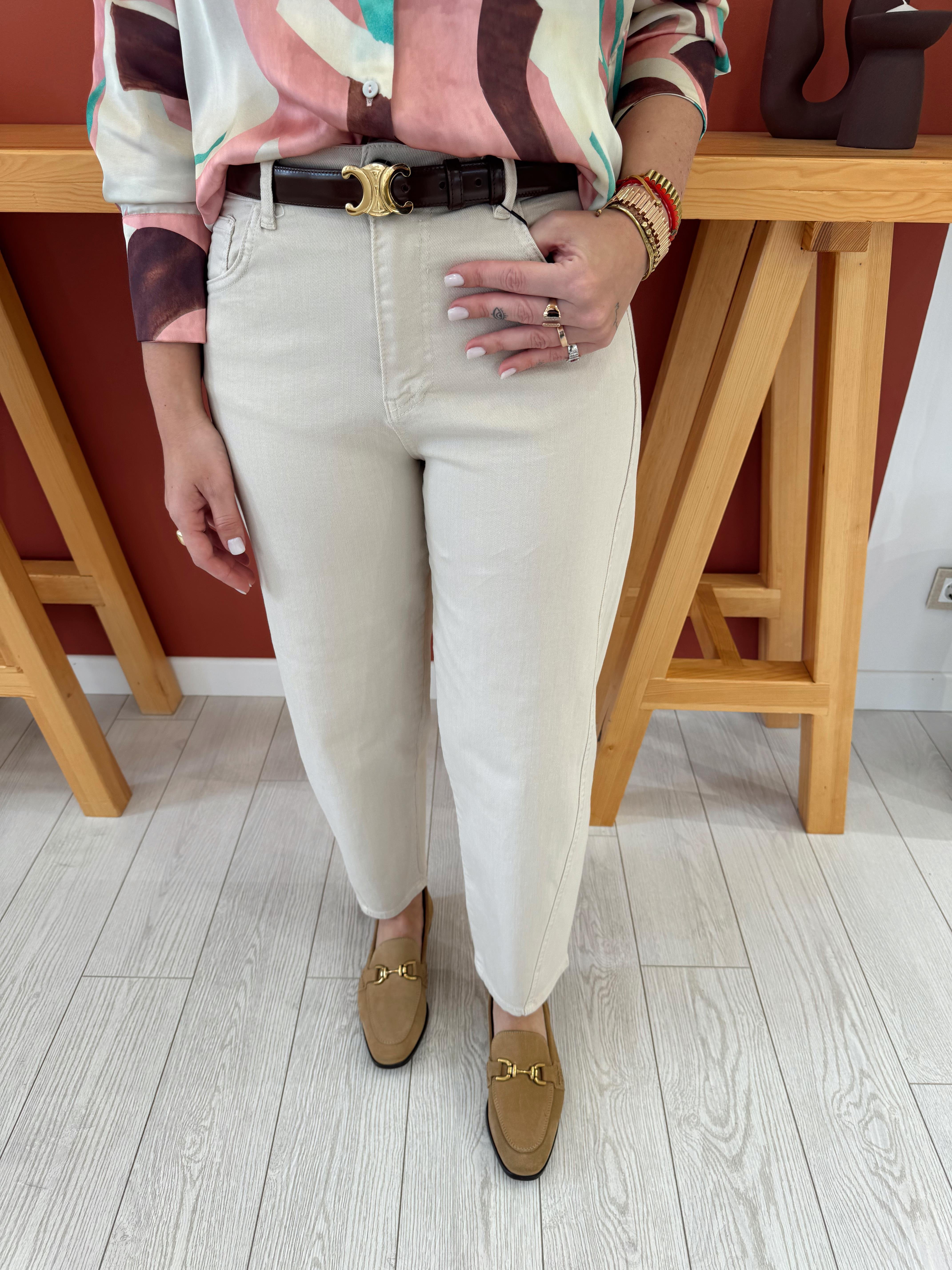 Orjinal Marka Binici Model Likralı Bej Jean Pantolon