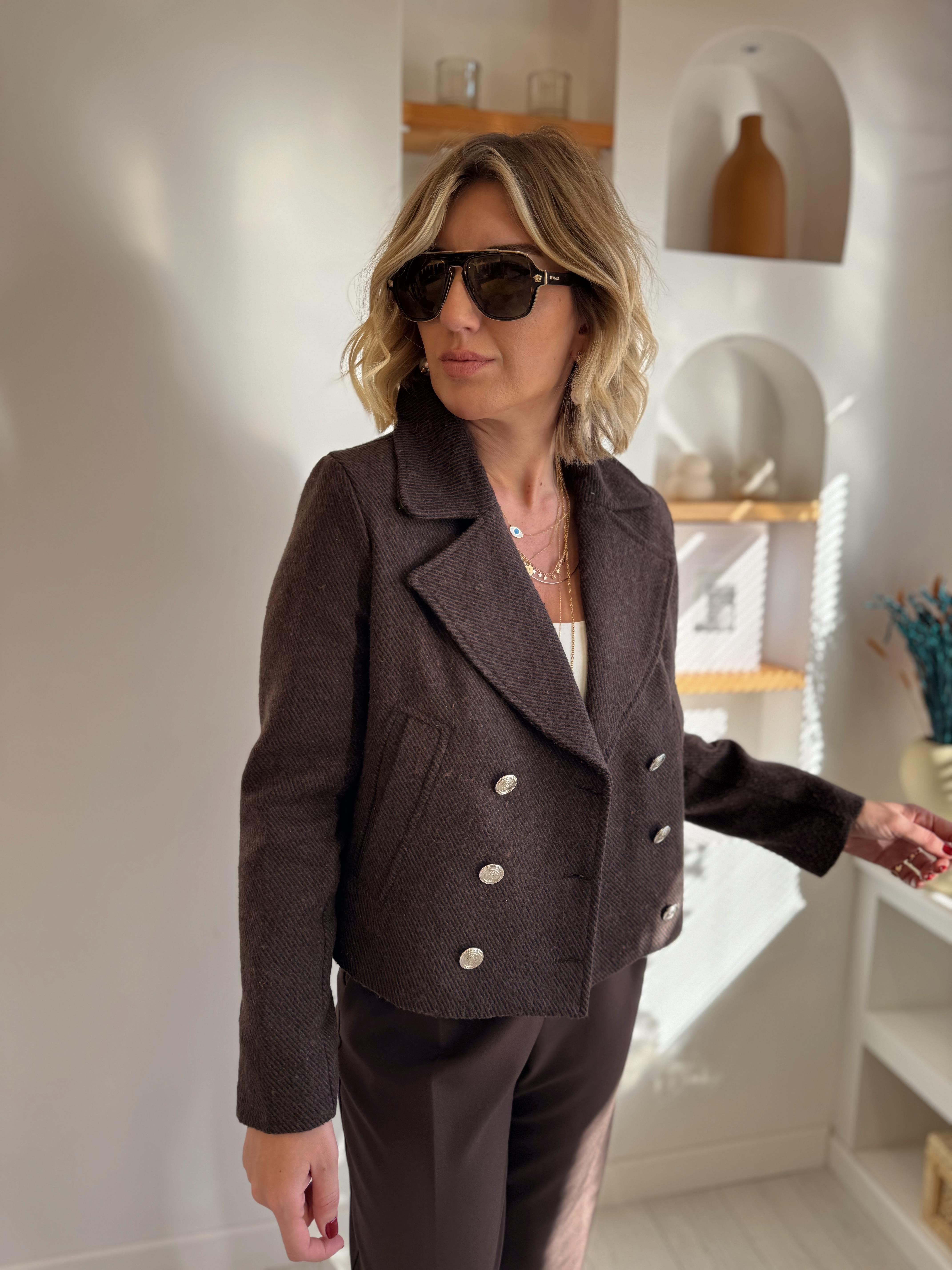 Orjinal Marka Dokulu Acı Kahve Kruvaze Mont