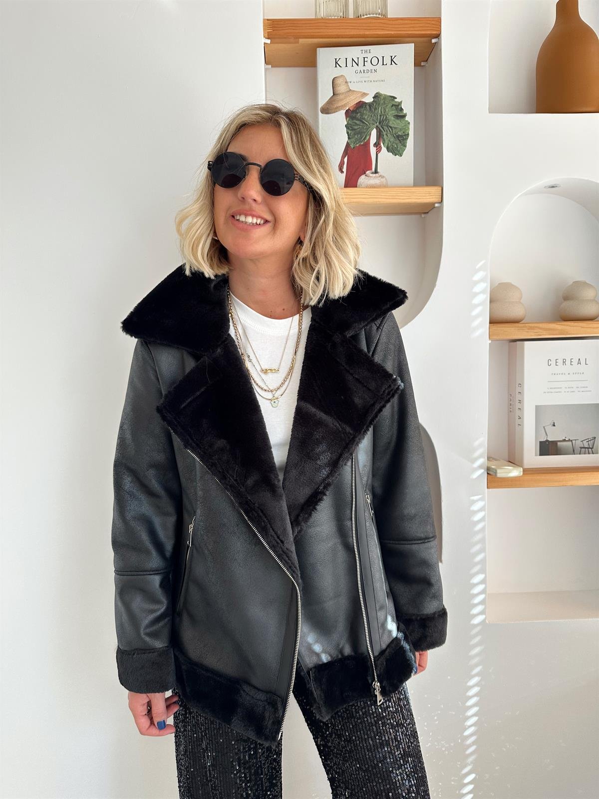 Premium Kürk Astarlı , Siyah Nubuk Mont