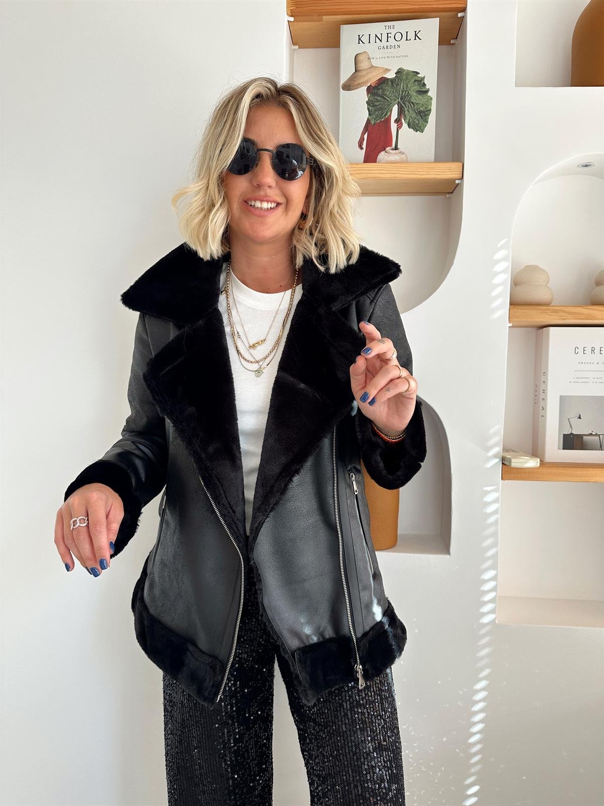 Premium Kürk Astarlı , Siyah Nubuk Mont