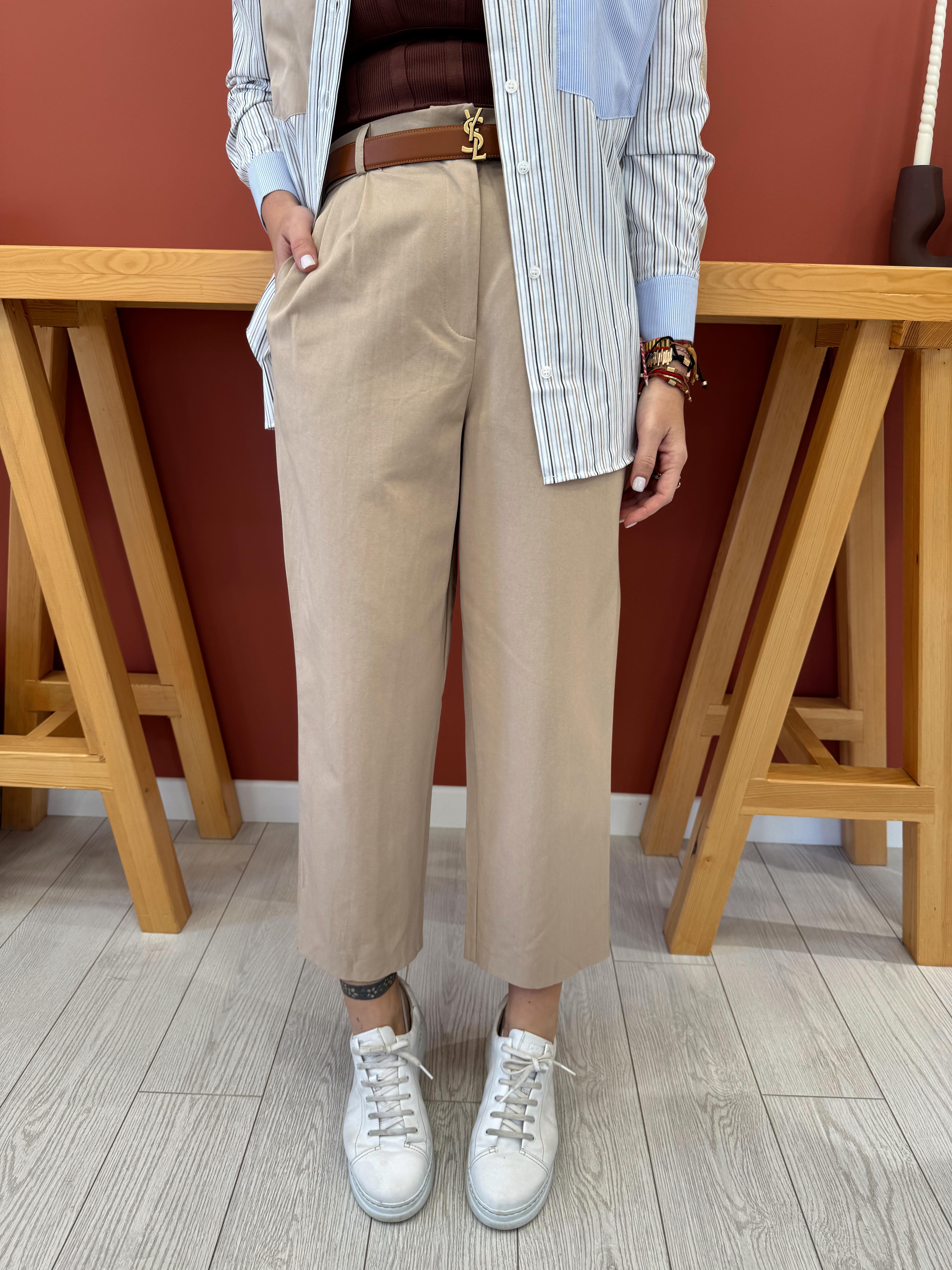 Tencel Gabardin Bej Pantolon