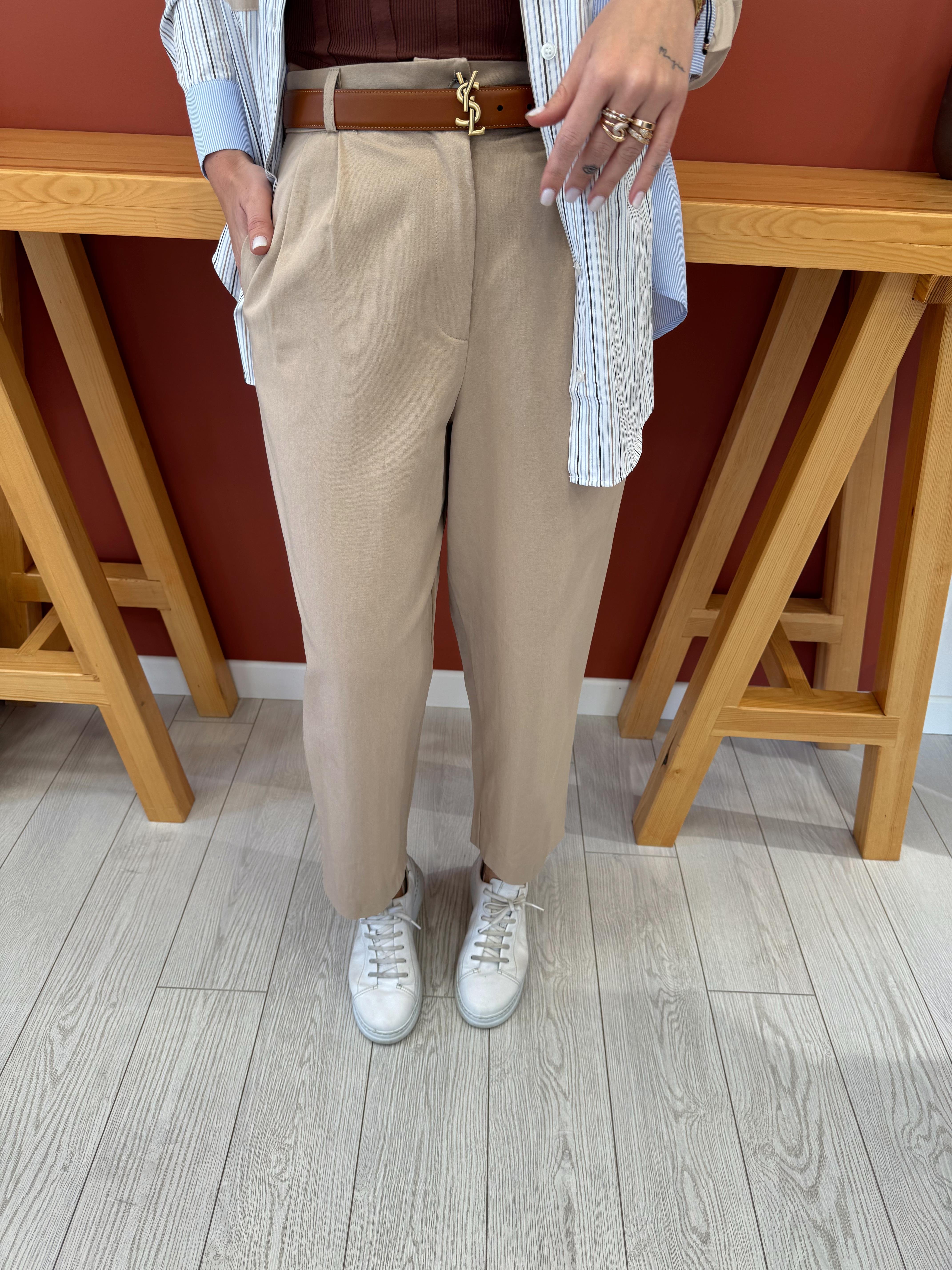 Tencel Gabardin Bej Pantolon