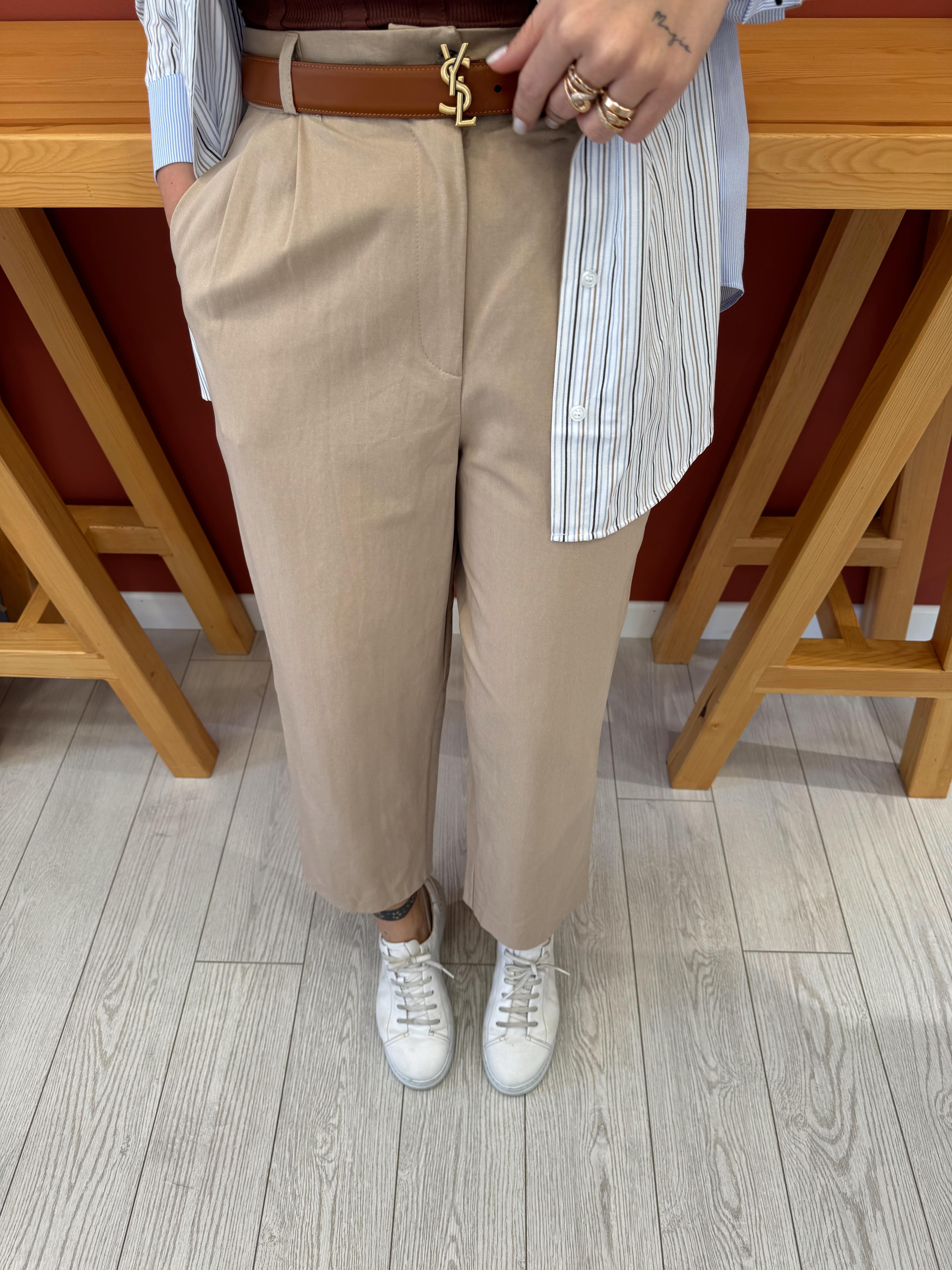 Tencel Gabardin Bej Pantolon