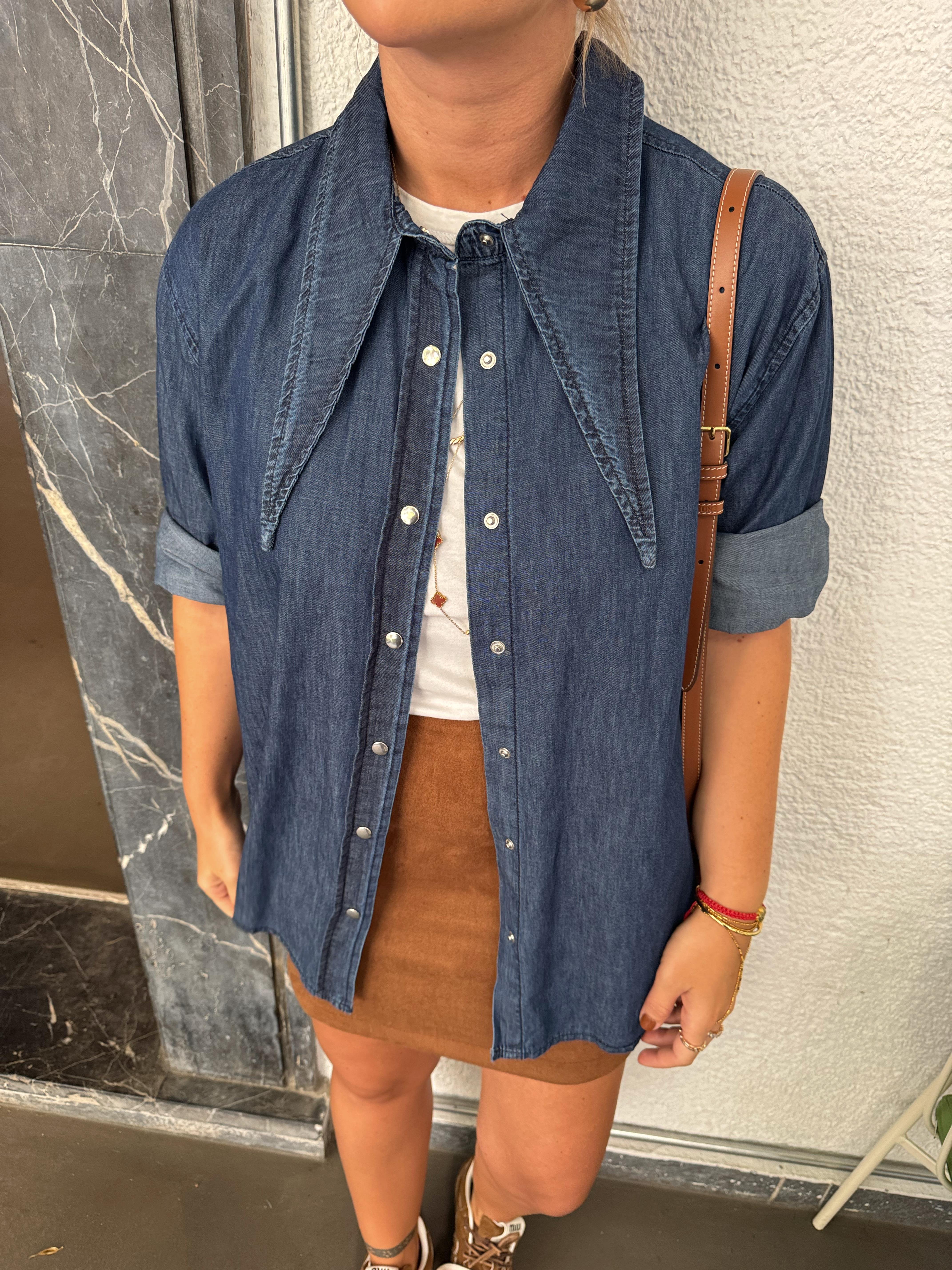 Yaka Detaylı , Tencel Jean Gömlek