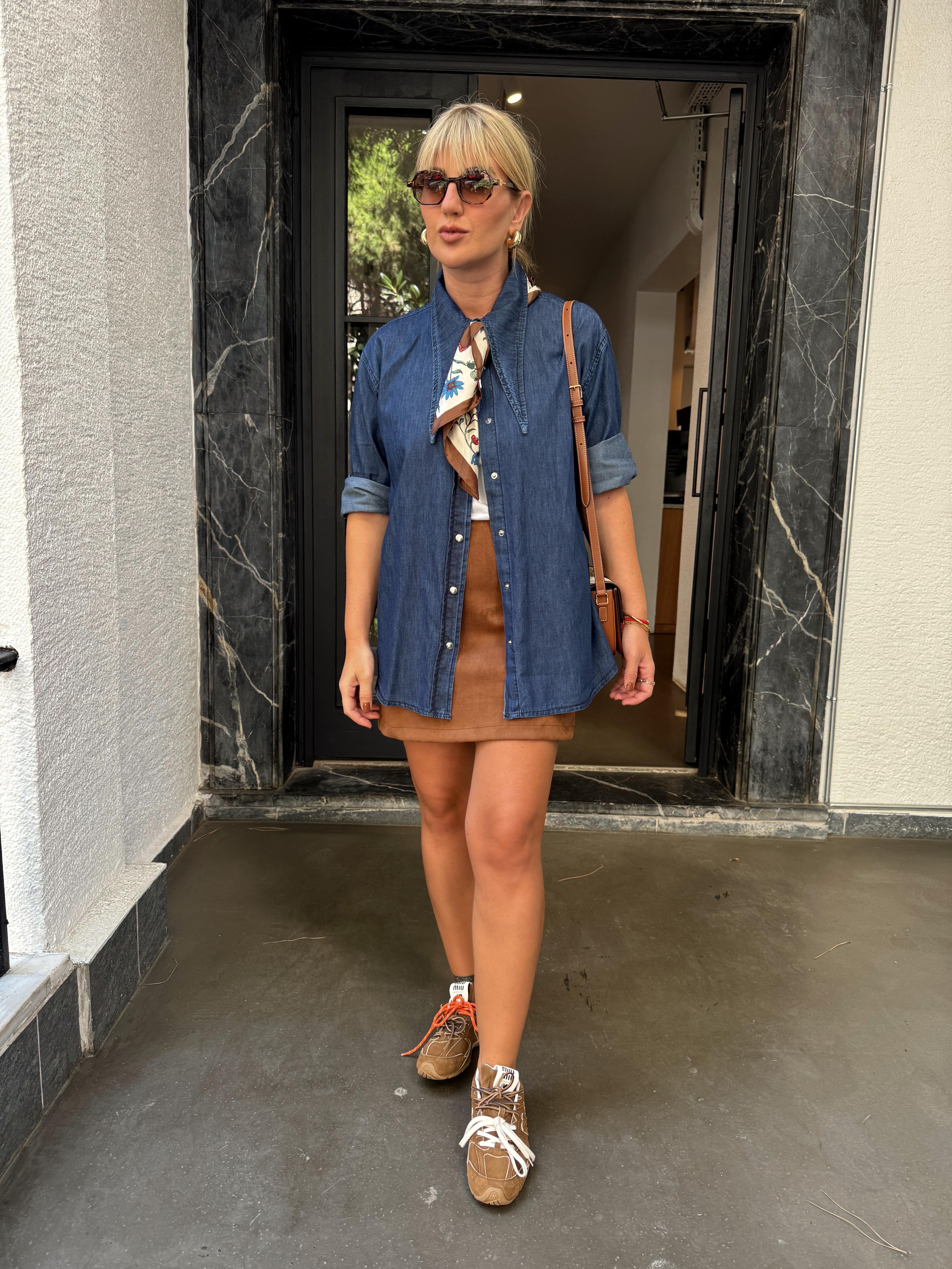Yaka Detaylı , Tencel Jean Gömlek