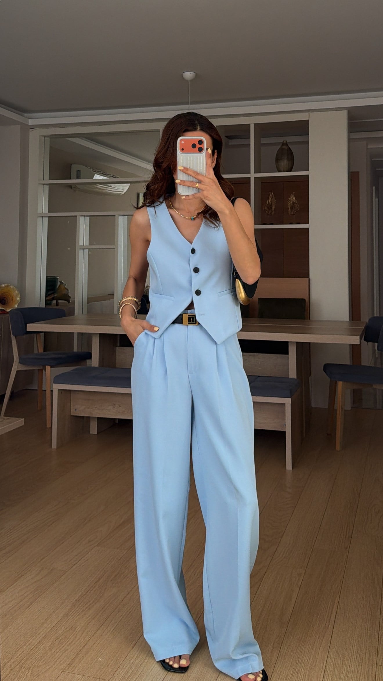 Bebe Mavi Yelek Palazzo Pantolon Takım