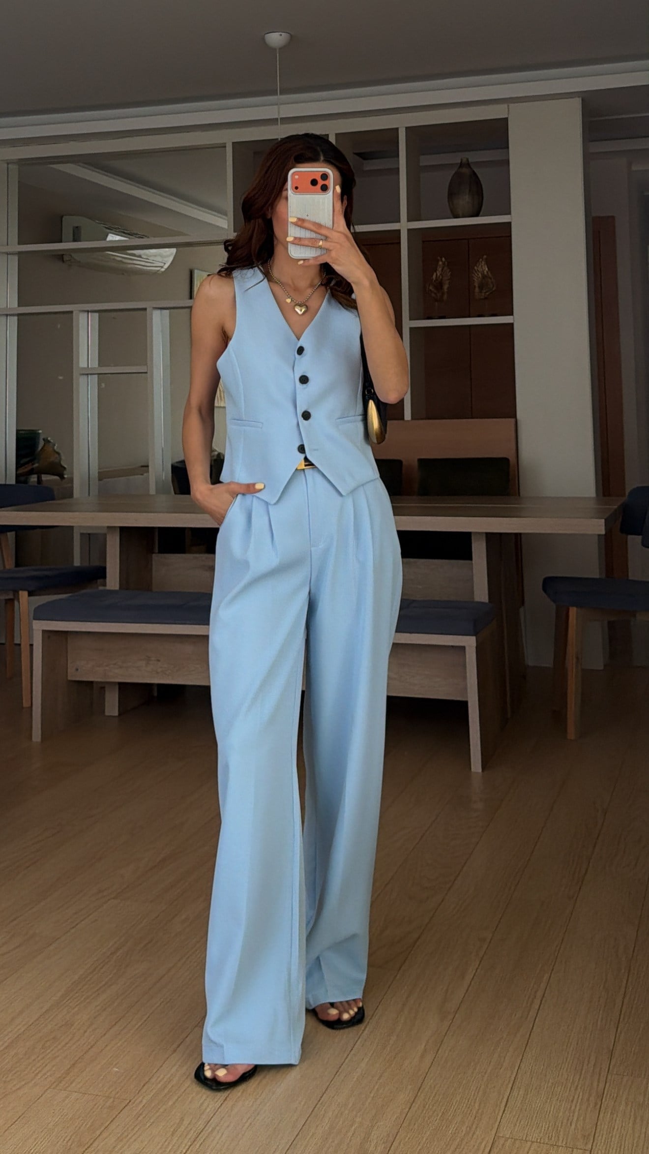 Bebe Mavi Yelek Palazzo Pantolon Takım
