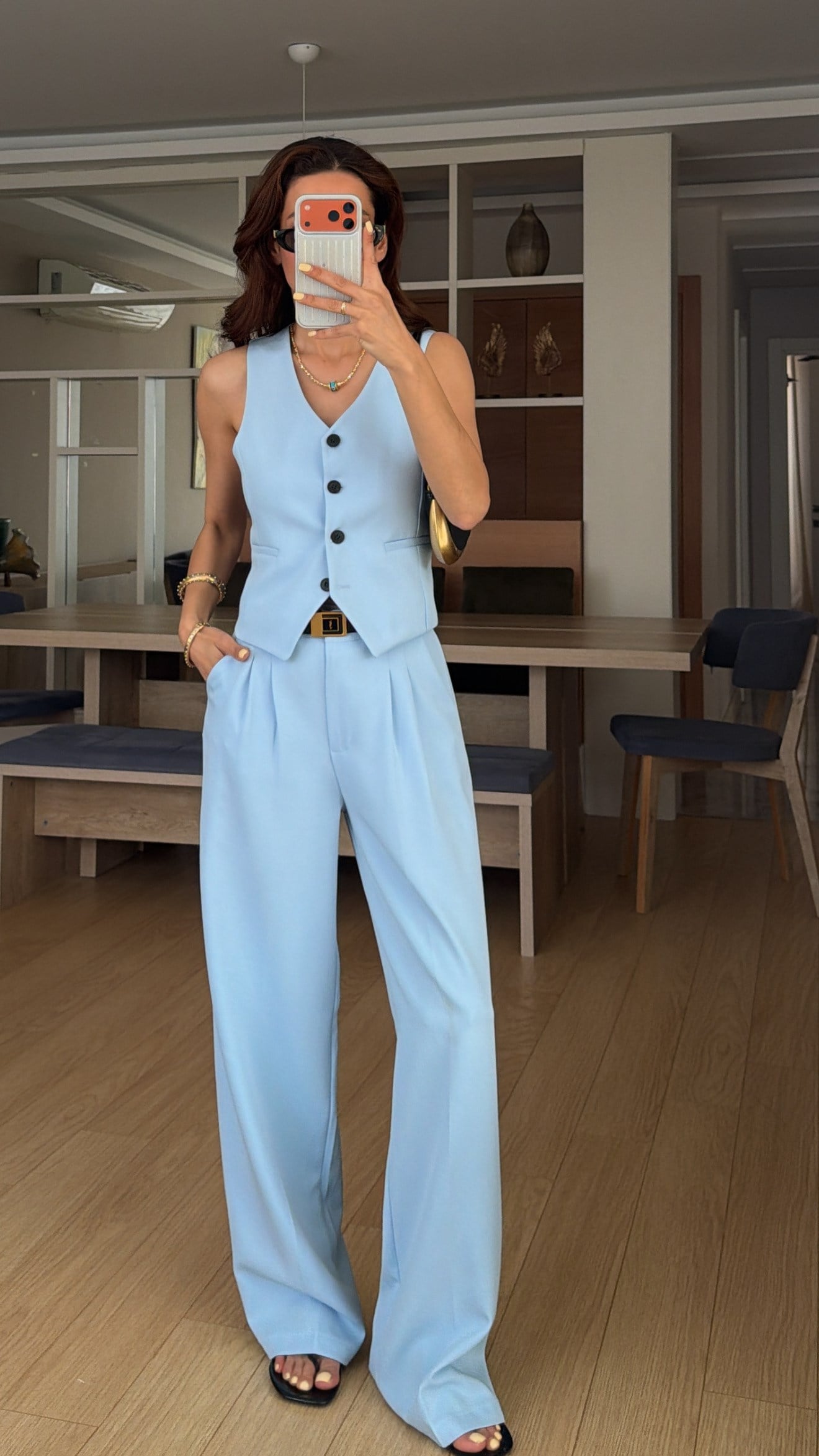 Bebe Mavi Yelek Palazzo Pantolon Takım