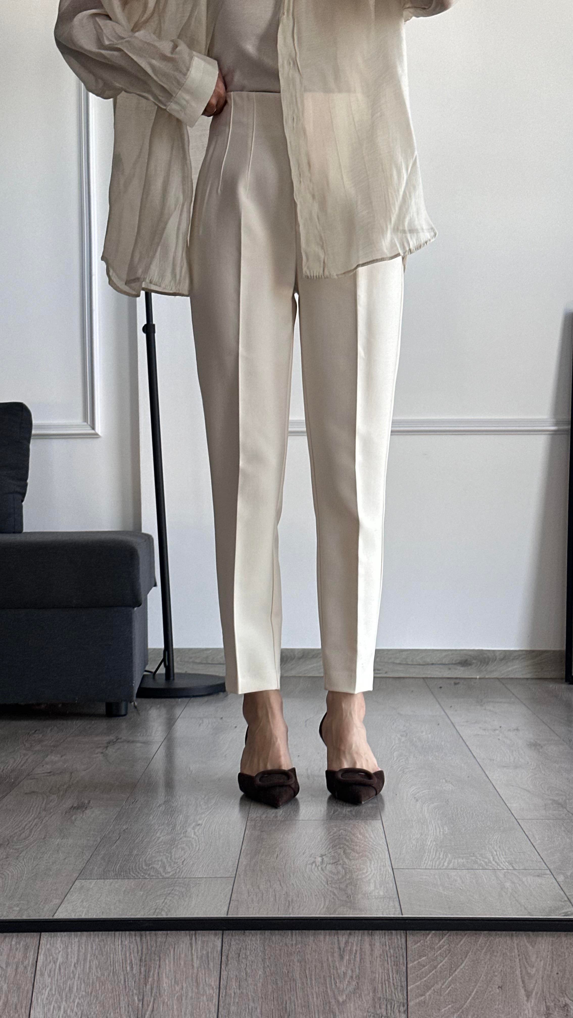 BEJ RUSTİK HIGH WAIST PANTOLON