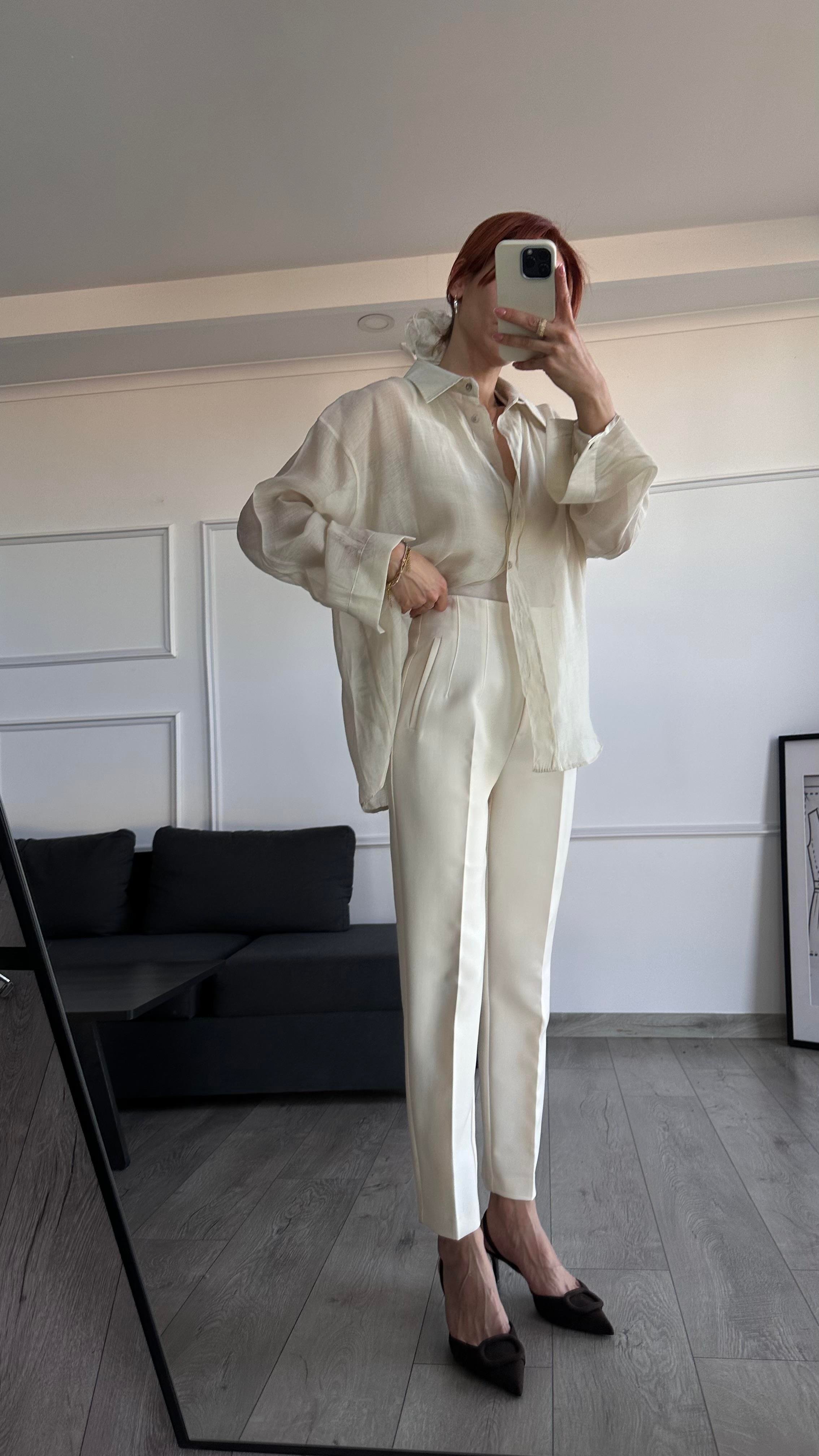 BEJ RUSTİK HIGH WAIST PANTOLON