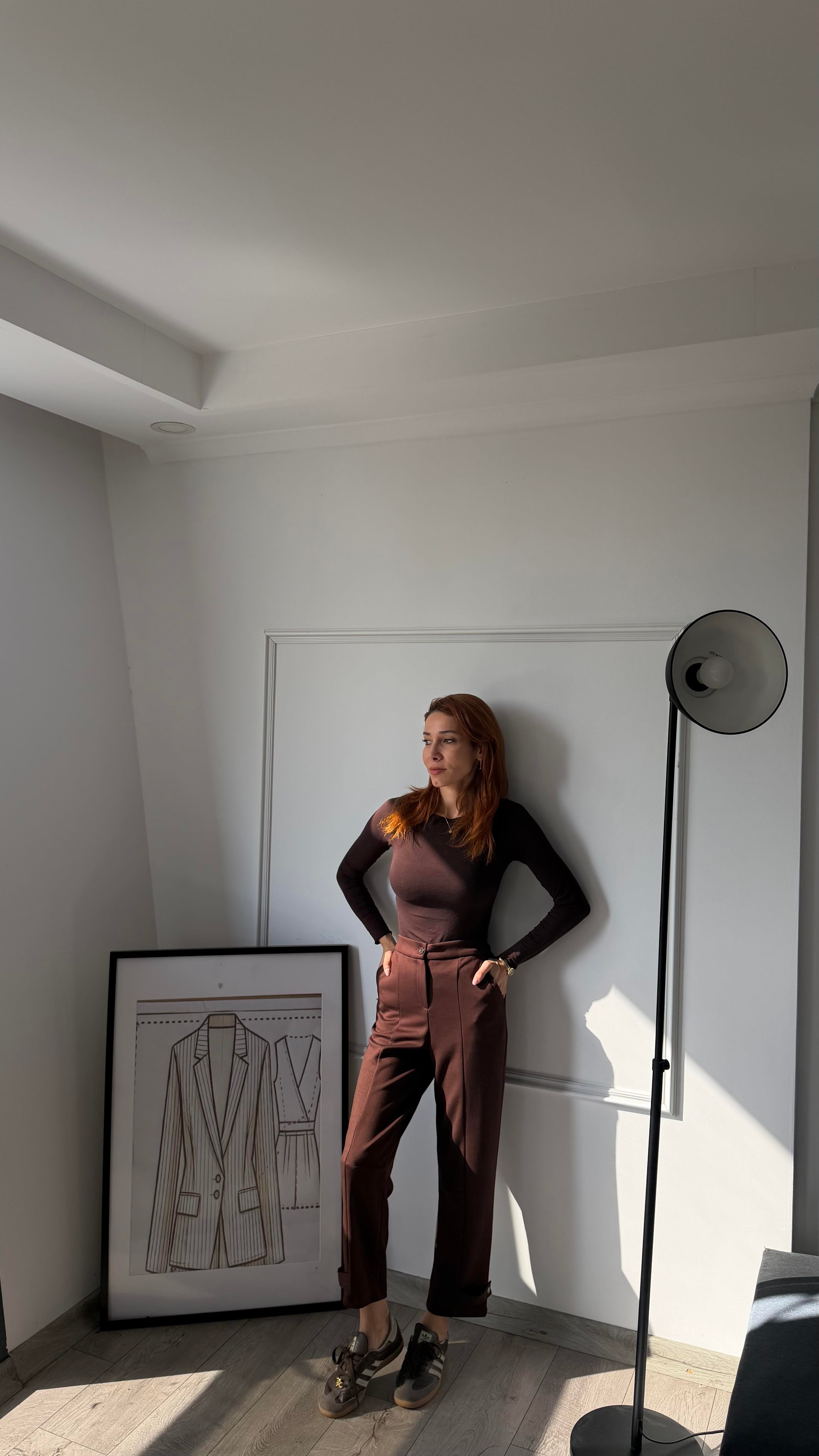 Beymn Kahve   Bilek Çıtçıtlı Modal Pantolon 