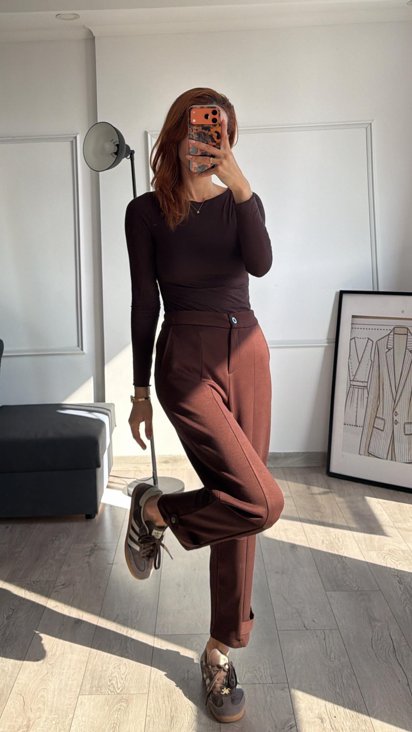 Beymn Kahve   Bilek Çıtçıtlı Modal Pantolon 
