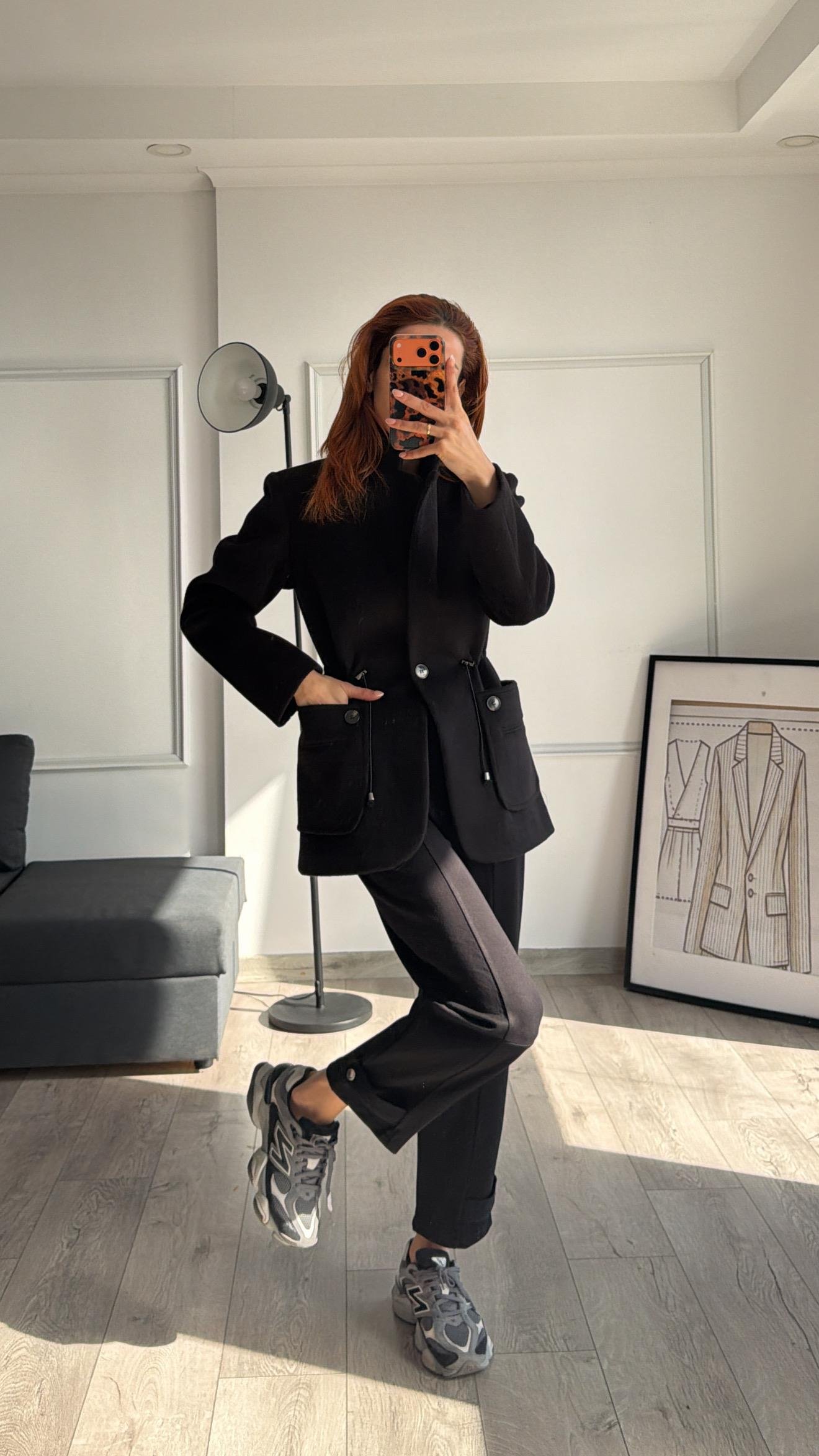 Beymn Siyah Bilek Çıtçıtlı Modal Pantolon 