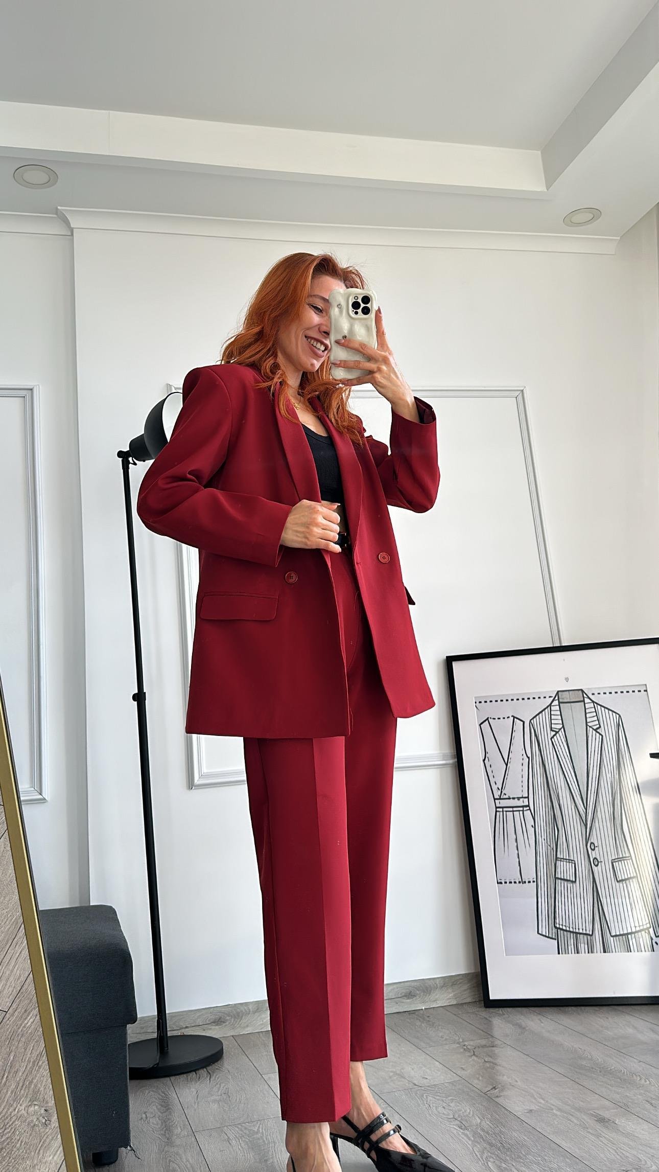 BORDO BORU PAÇA ASTARLI CEKET TAKIM ELBİSE