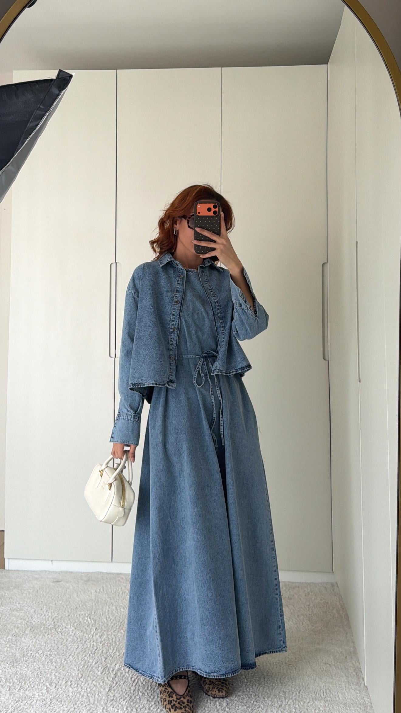 Denim Ceket Elbise Takım 