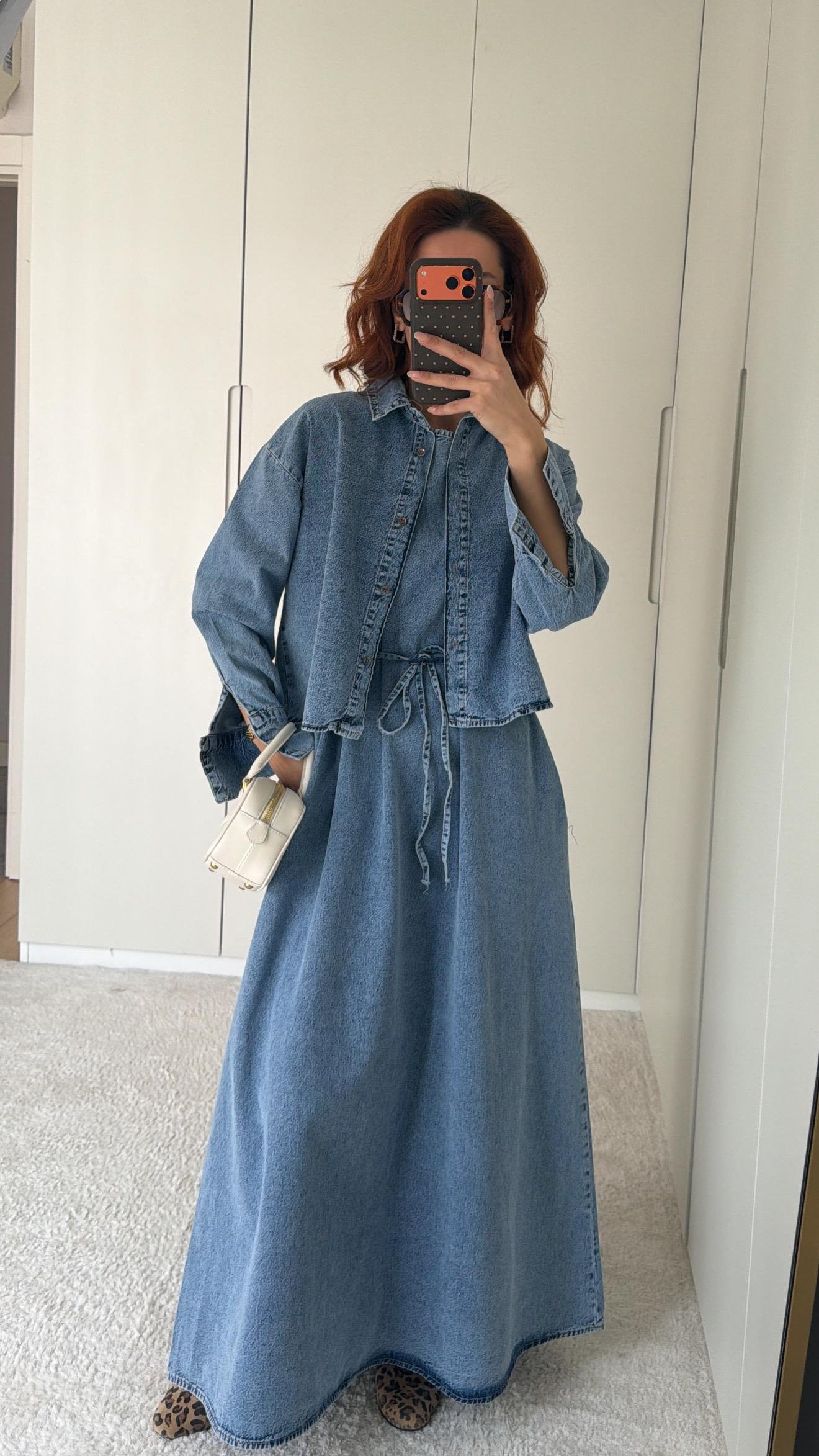 Denim Ceket Elbise Takım 