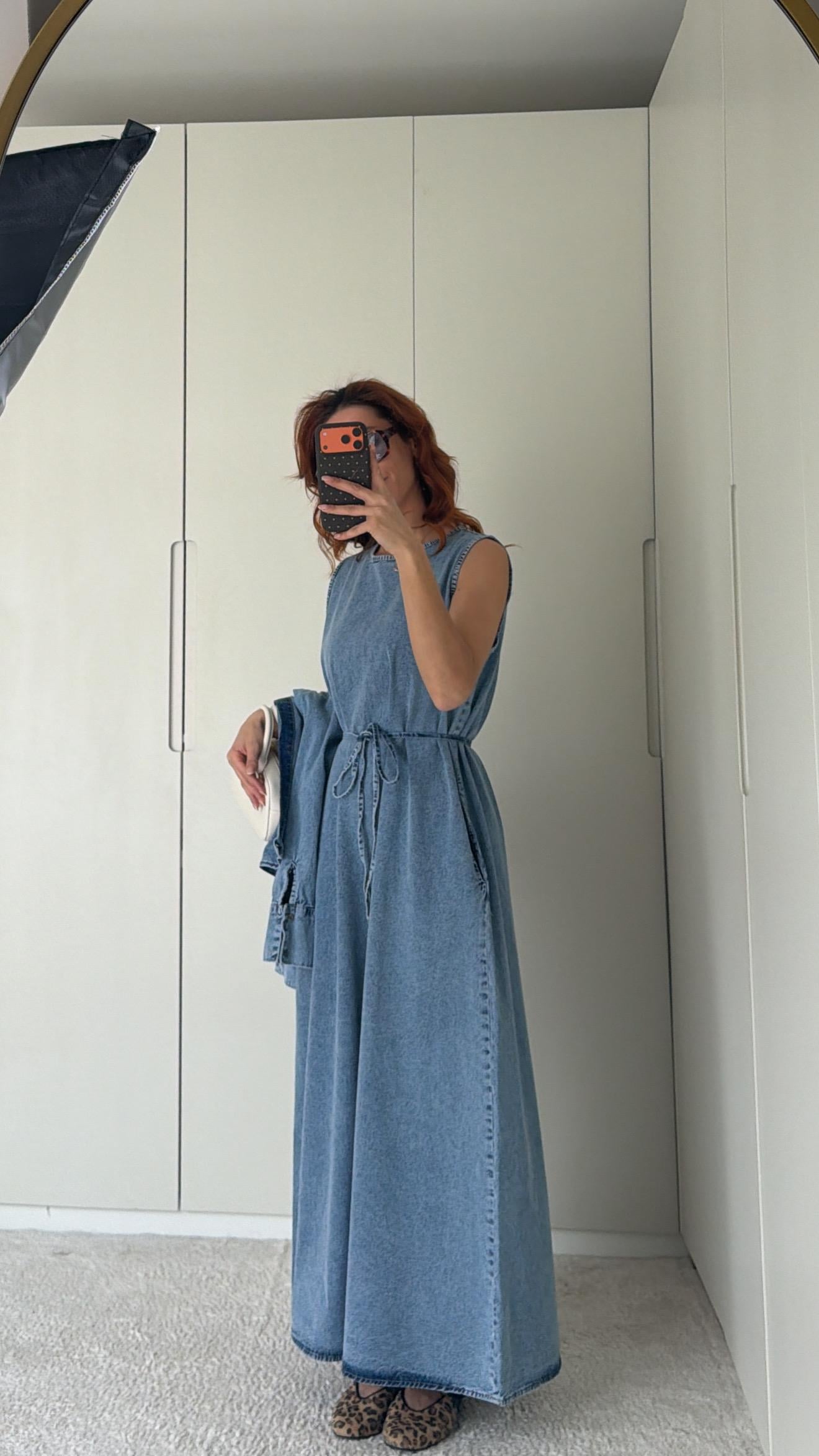 Denim Ceket Elbise Takım 