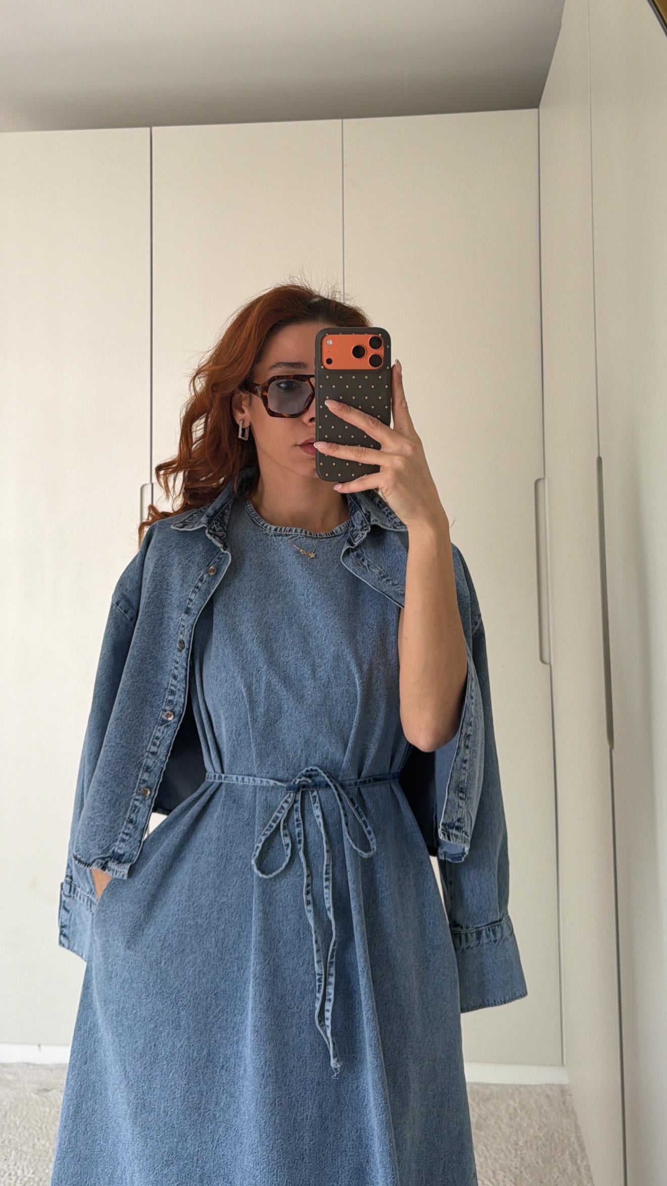 Denim Ceket Elbise Takım 