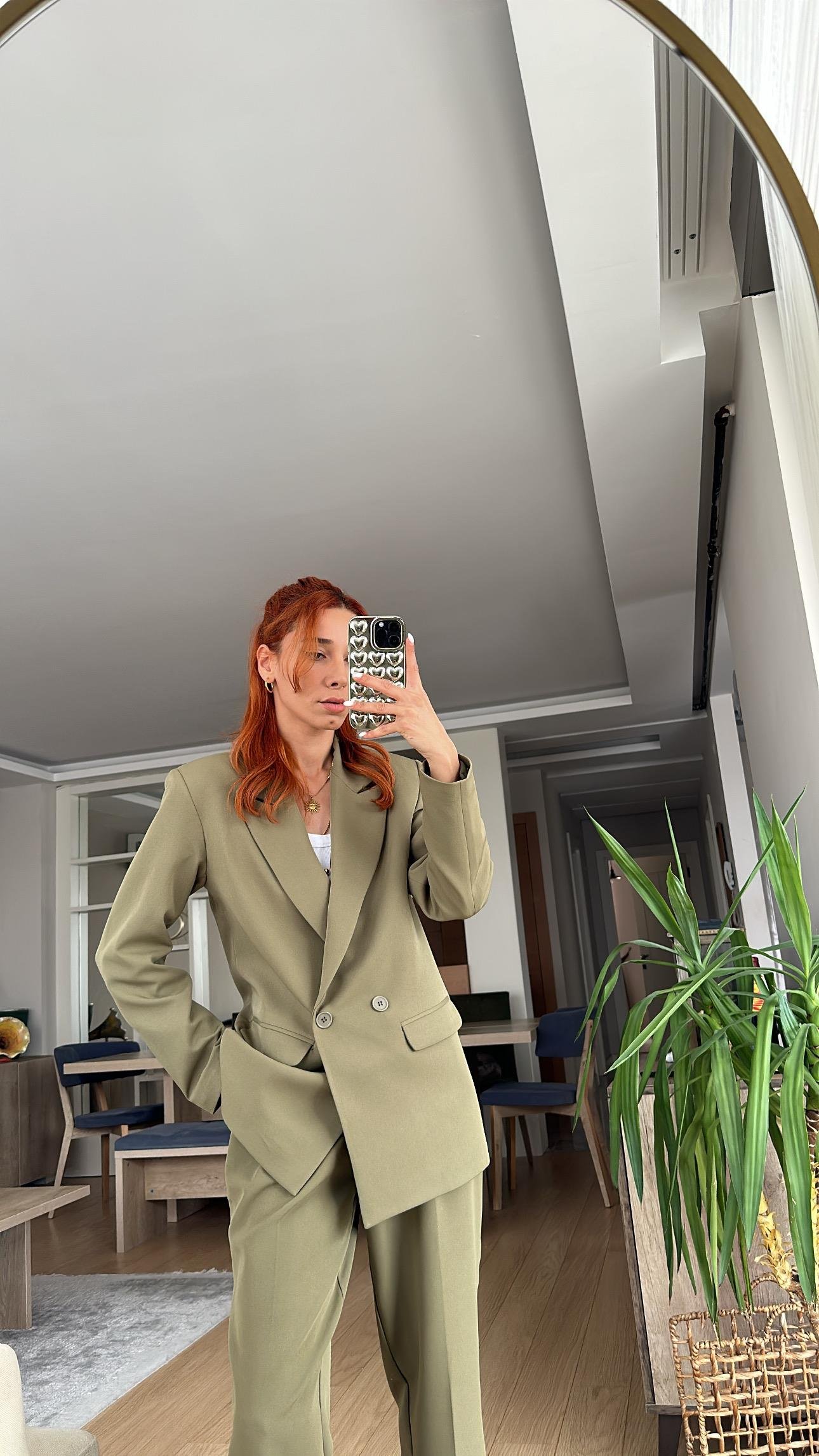 HAKİ  BORU PAÇA ASTARLI CEKET TAKIM ELBİSE