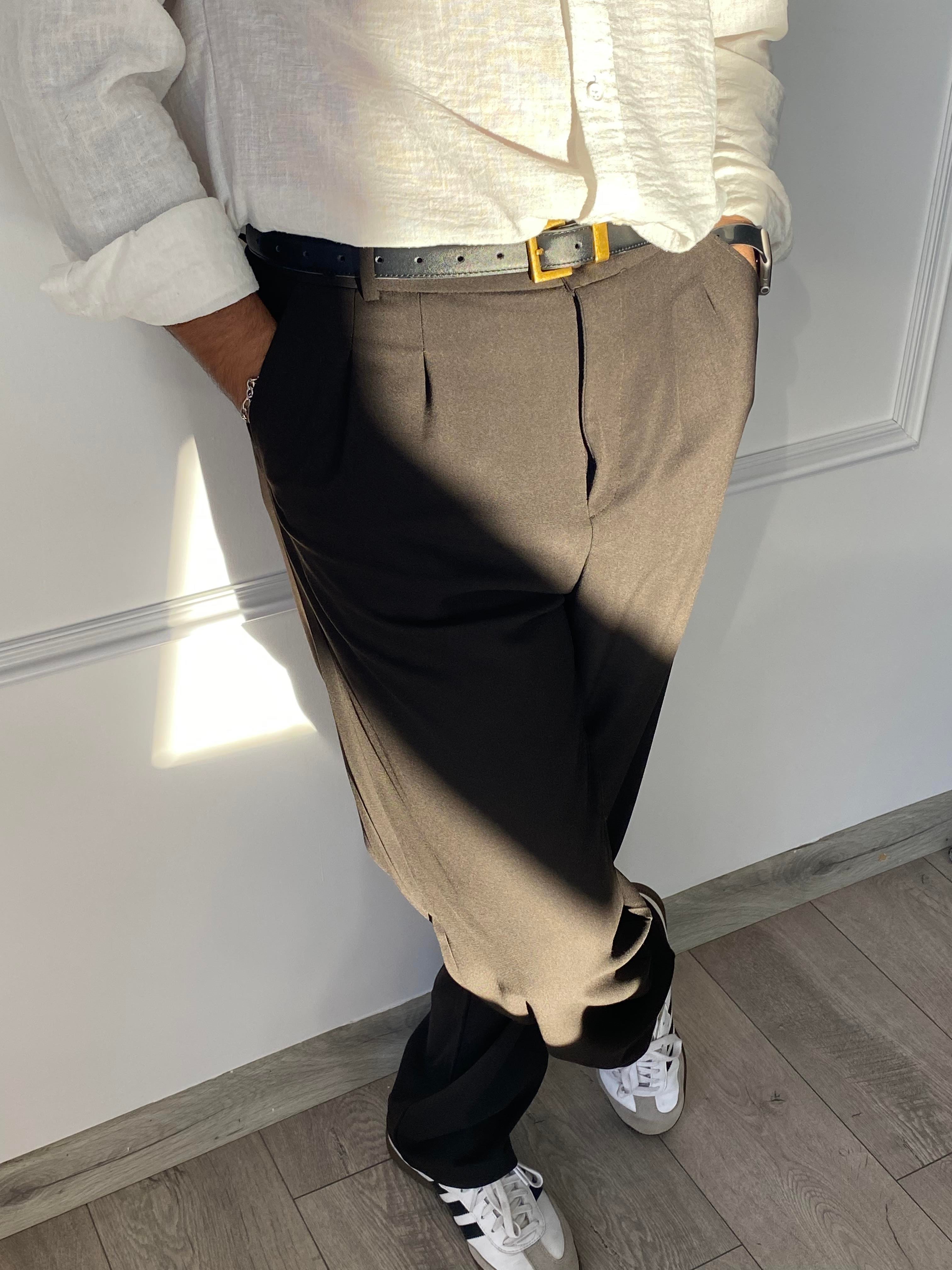 KAHVE BEZ AYAĞI KUMAŞ BEL LASTİKLİ BAGYY PANTOLON
